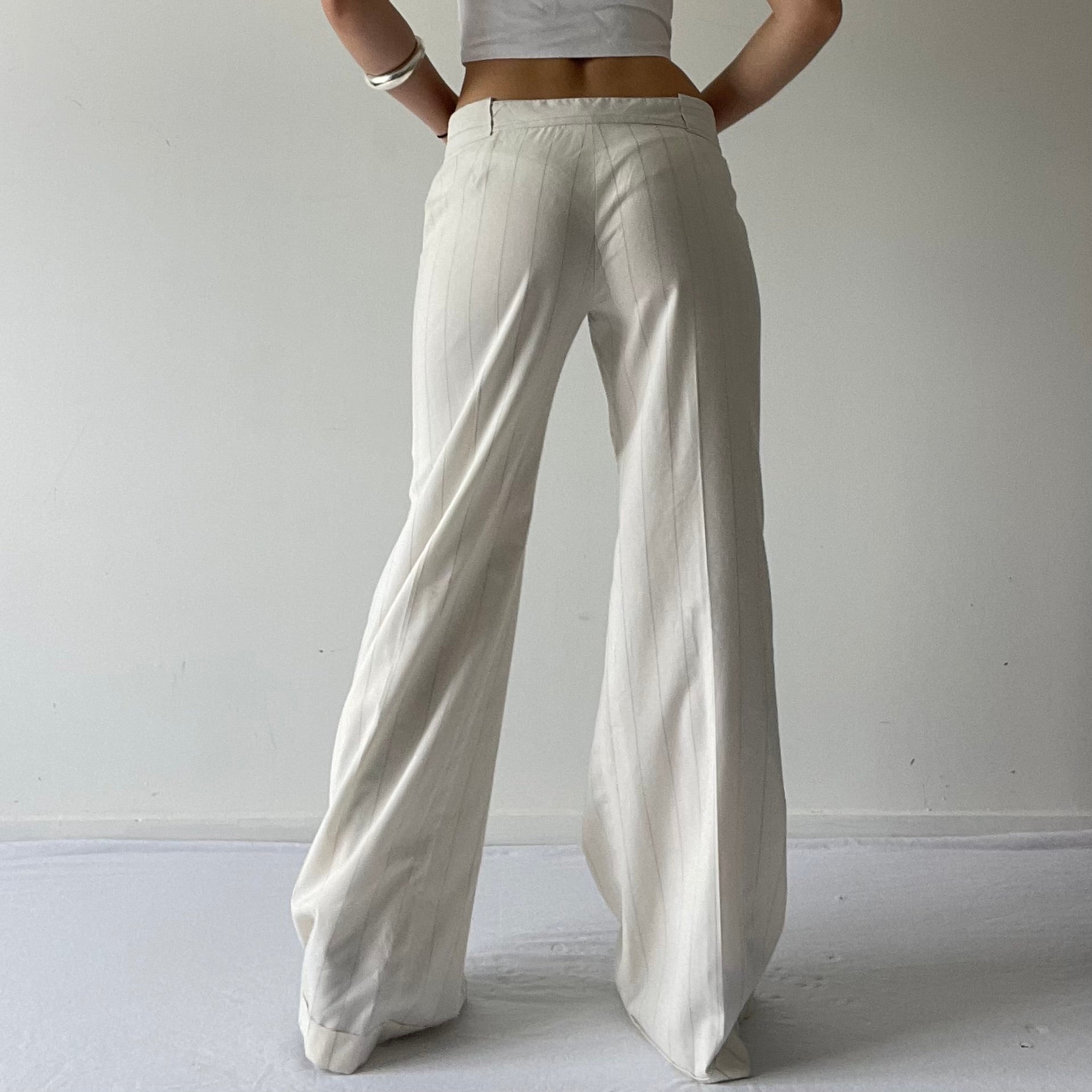 Pinstripe Low Rise Wide Flare Pants | 10-12