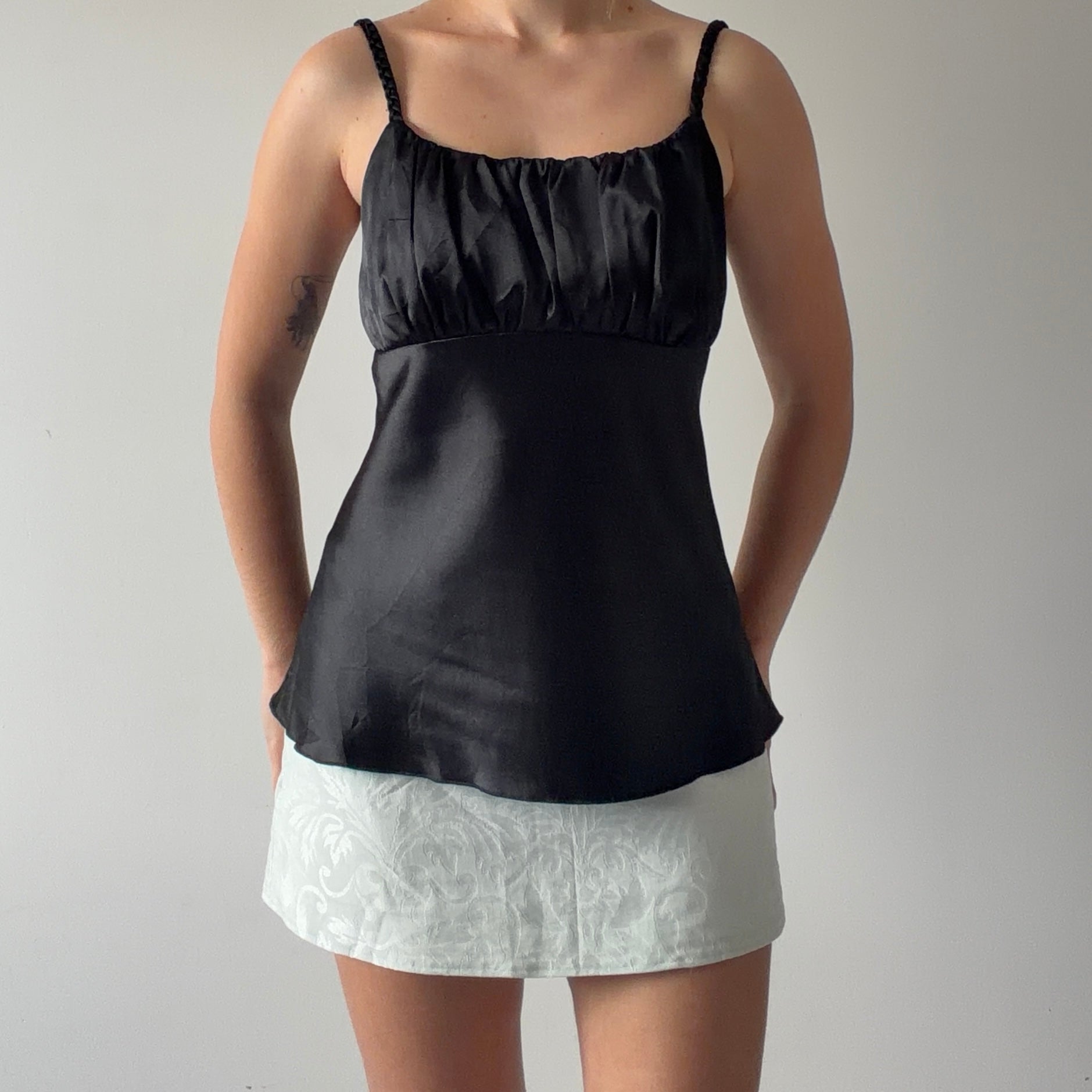 A Byer Satin Babydoll Cami Top | L
