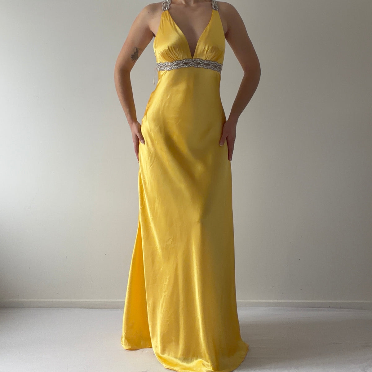 Faviana Couture Satin Maxi Dress | S