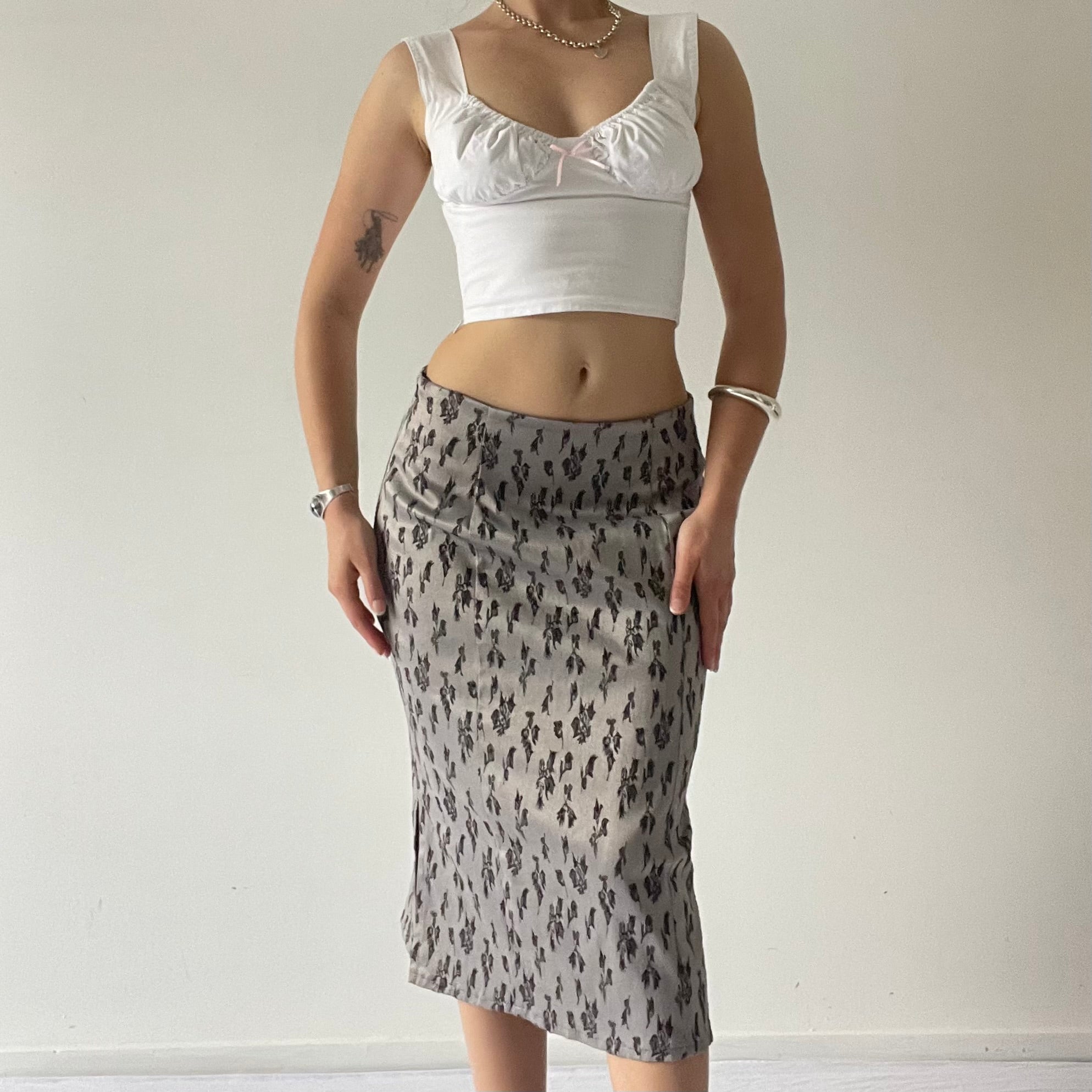 Satin Brocade Midi Skirt | 6-10