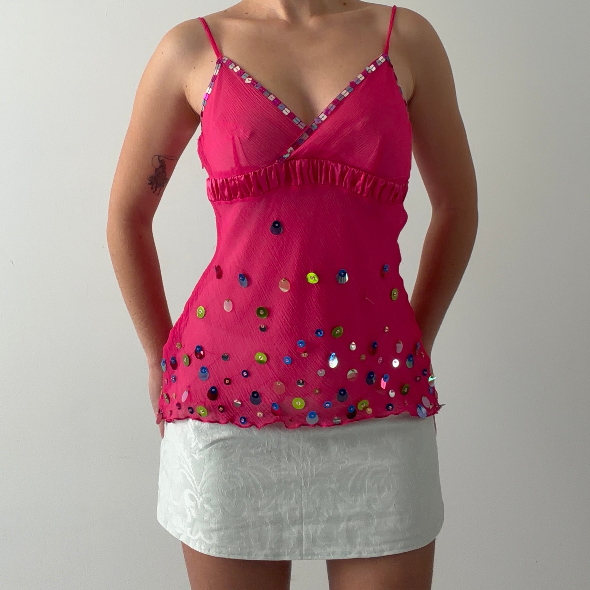Jlo Silk Sequined Top | S