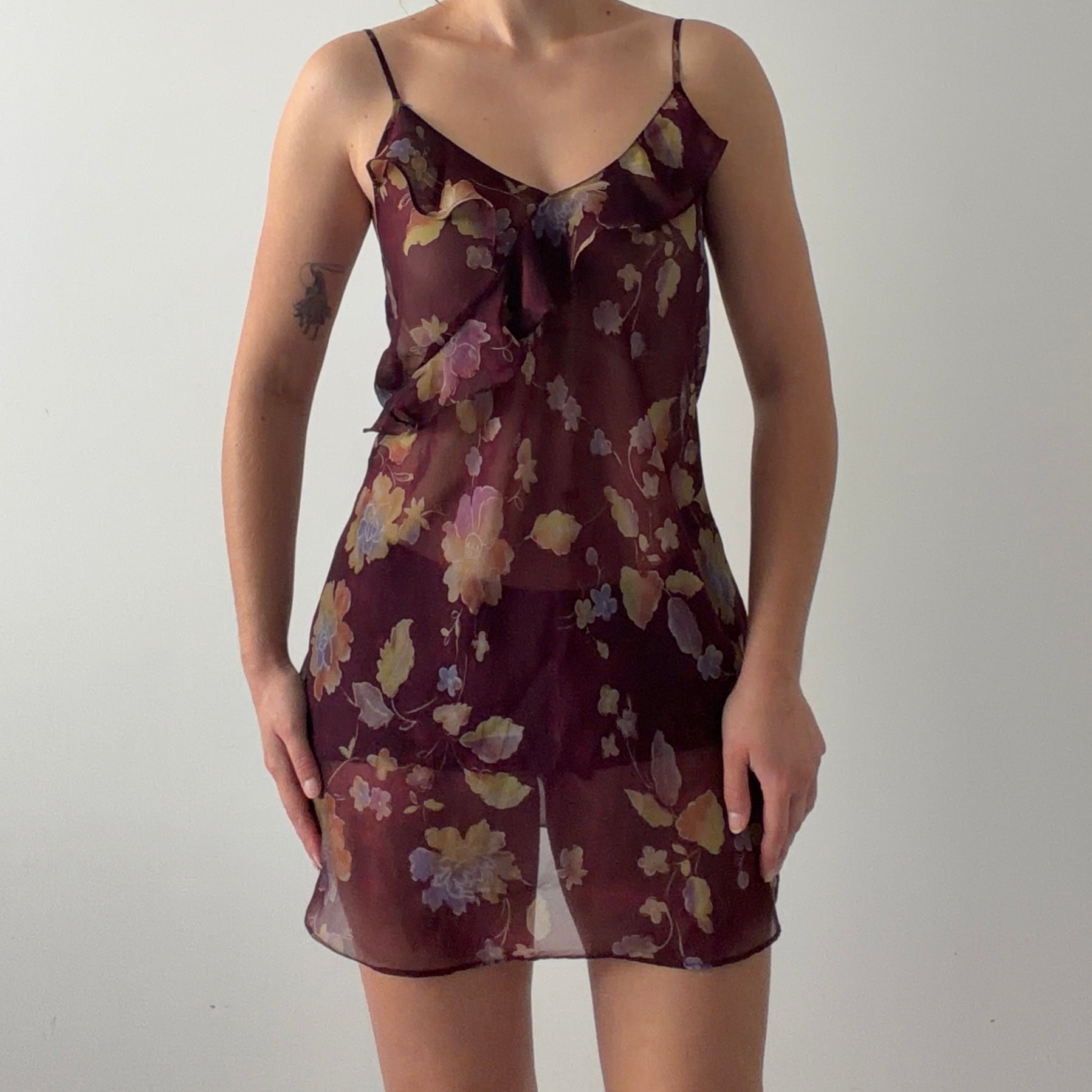 Morgan Taylor Floral Ruffle Slip Dress | M