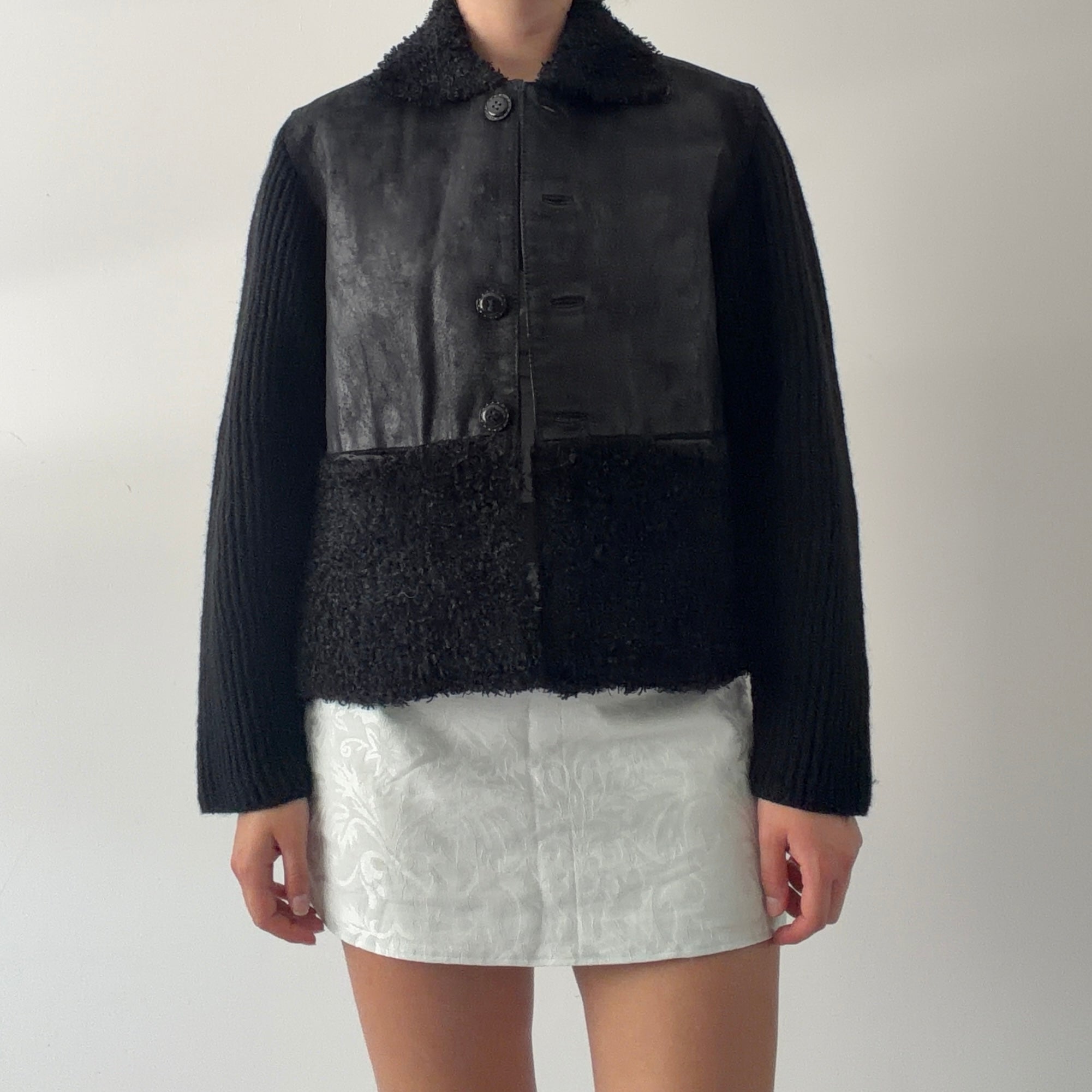 Leather and Wool Button Up Jacket | 6-10