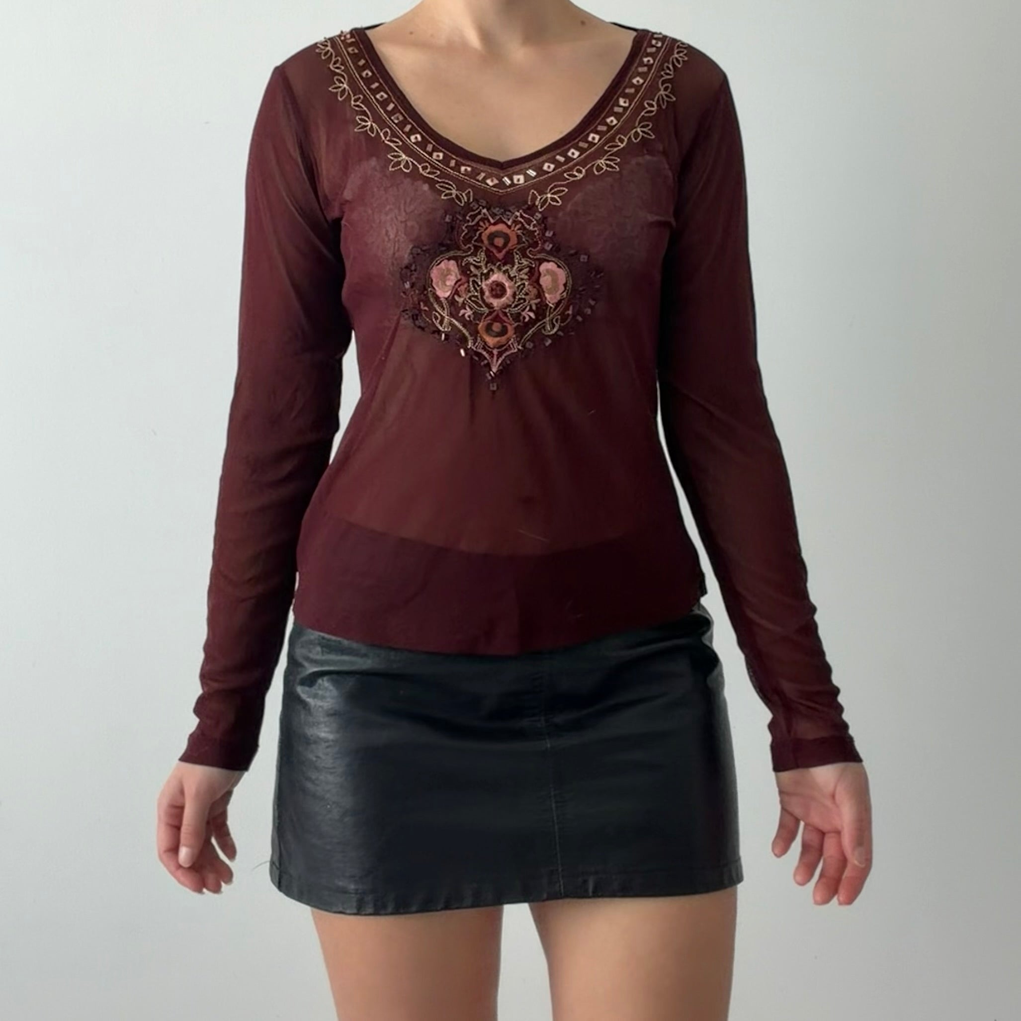 New York & Company Mesh Long Sleeve | XS