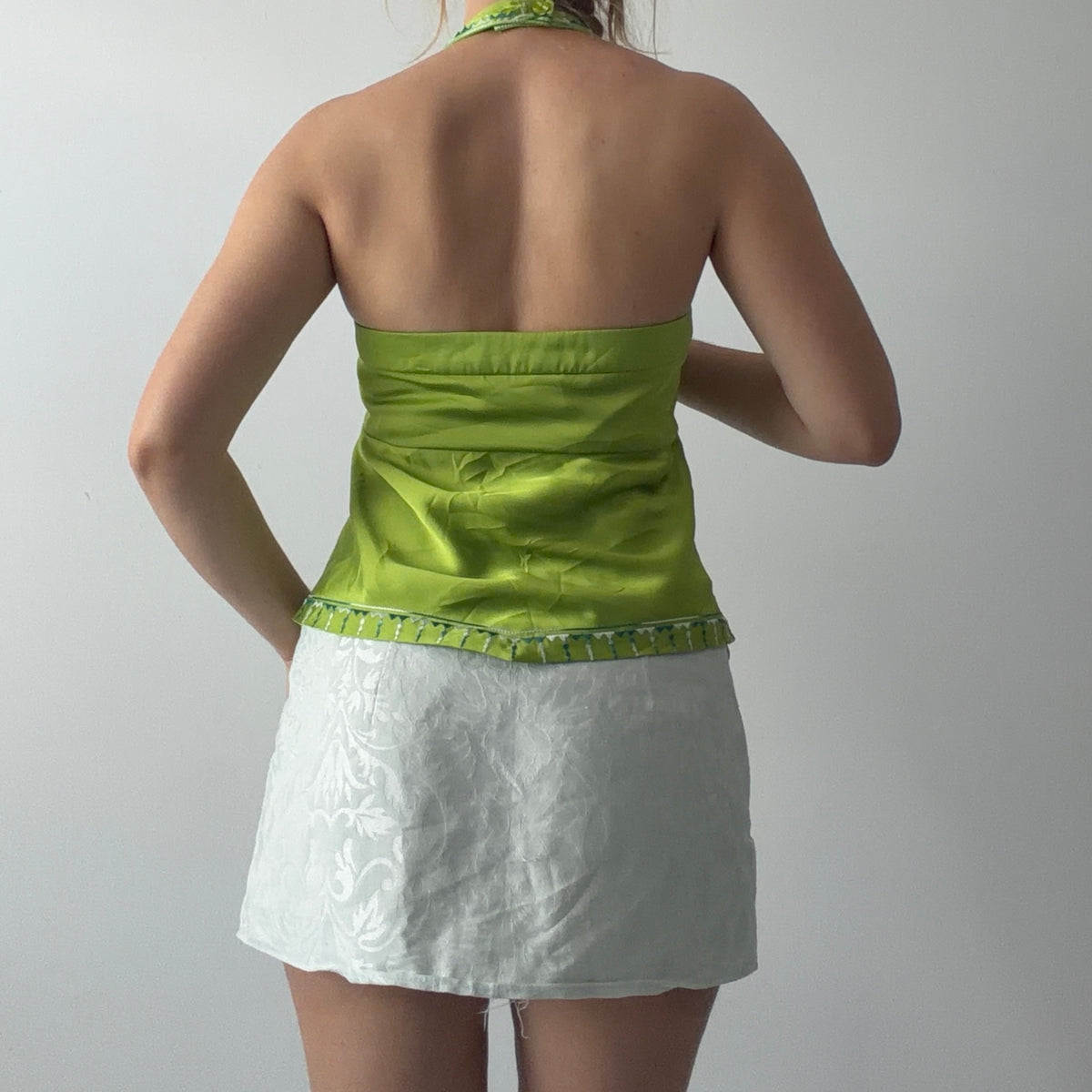 Bandolino Embroidered Halter Top | M