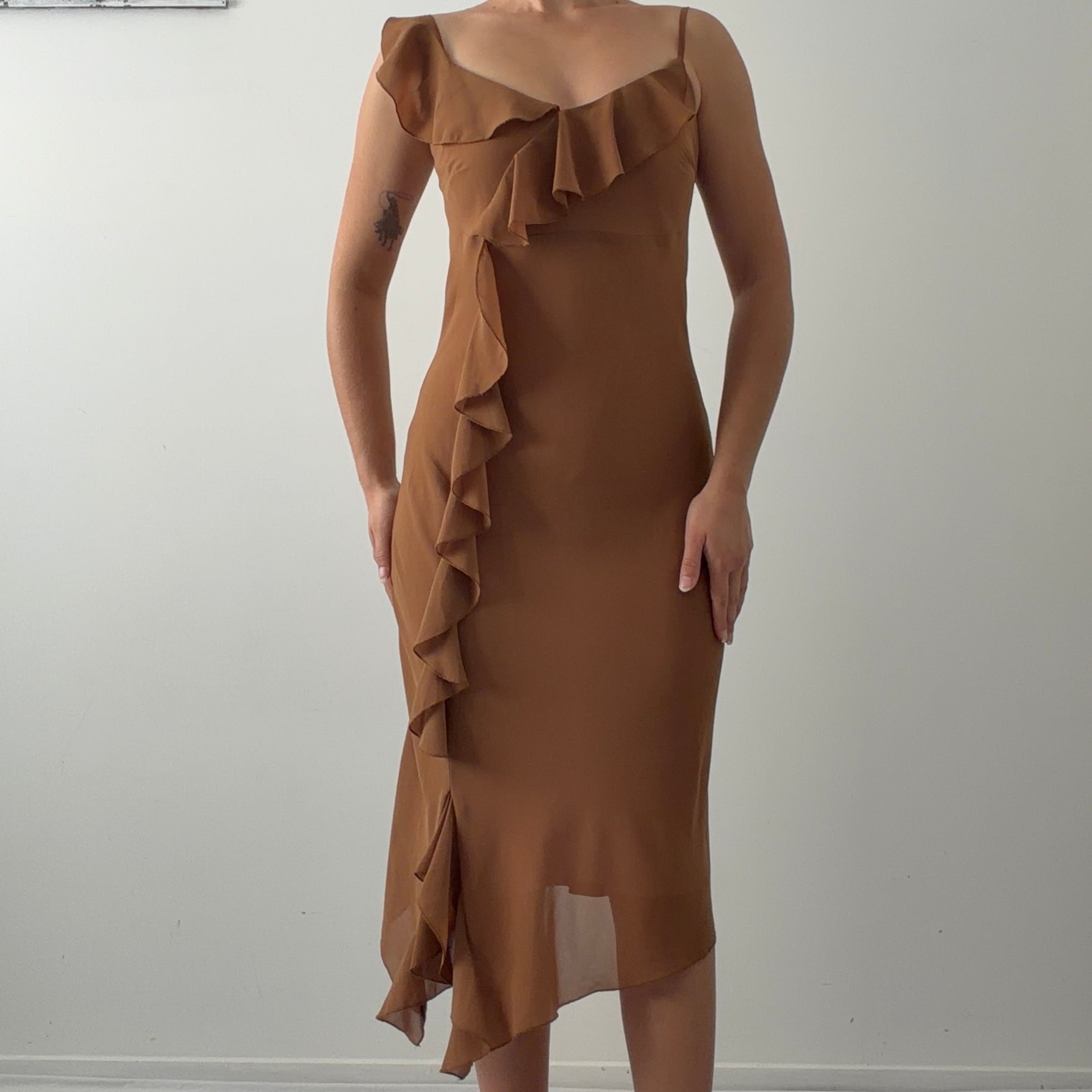 Riki Nathan Ruffle Midi Dress | Made in Australia | XS