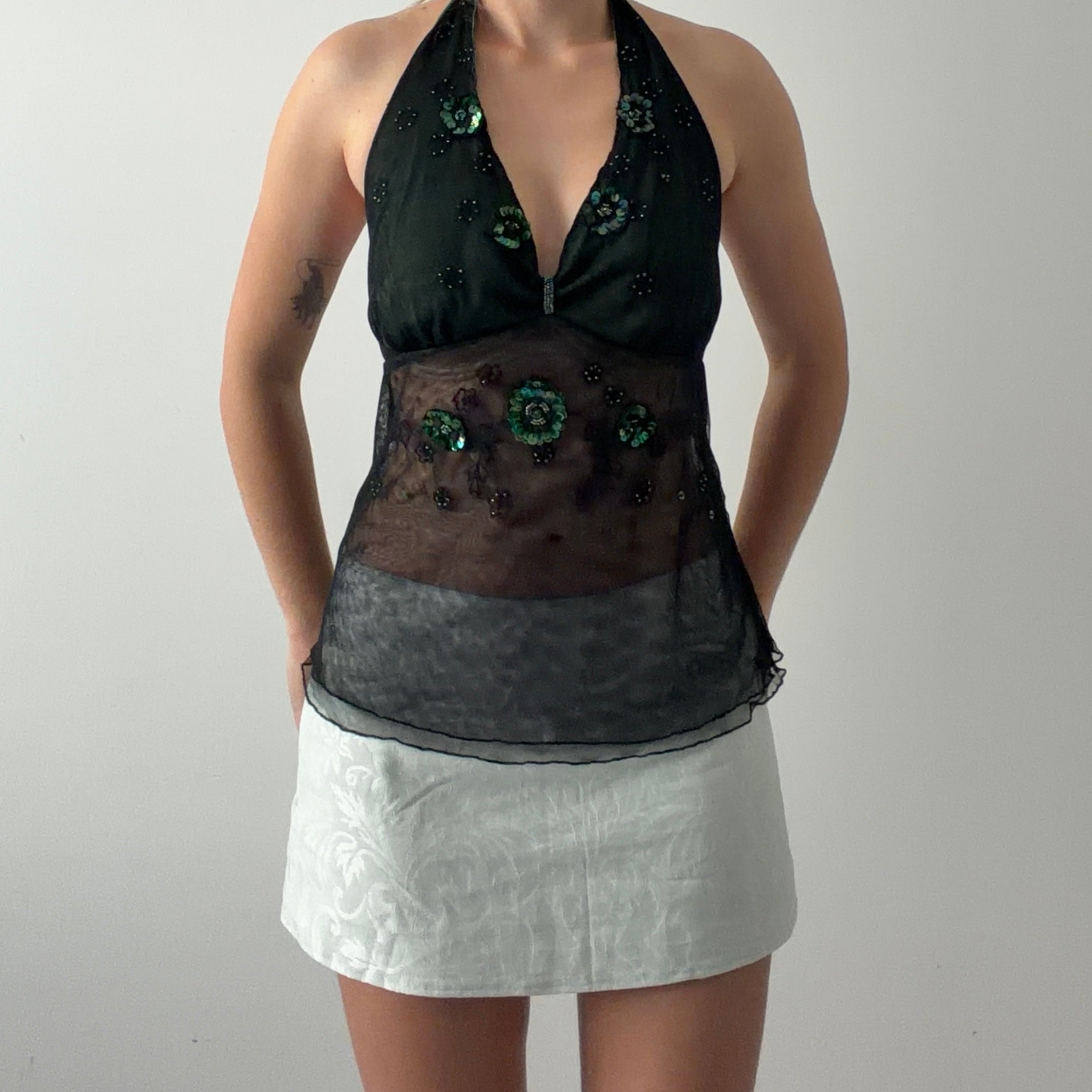 Hot Kiss Beaded Halter Top | L