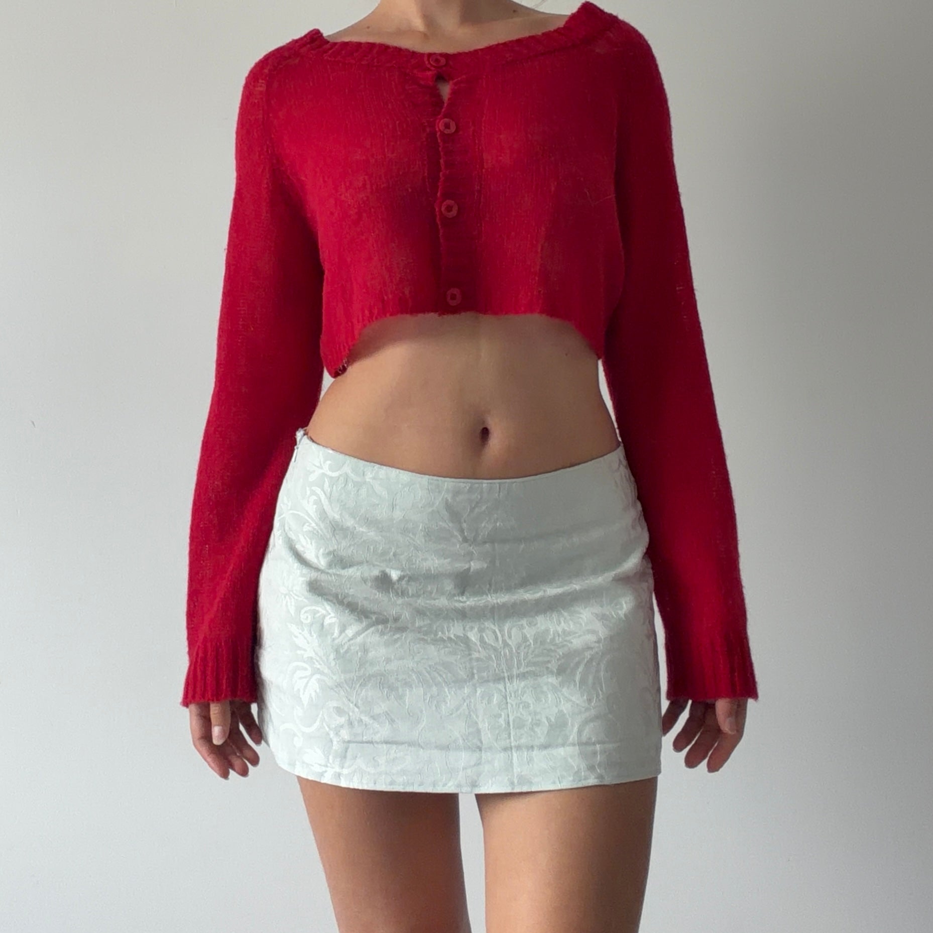 90s Spiral Cropped Cardigan | 8-10