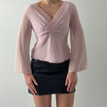 Petite Sophisticate Bell Sleeve Silk Top | M