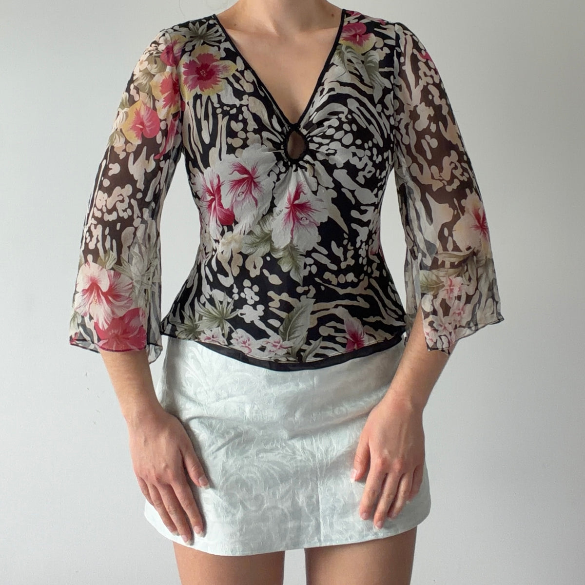Ice Silk Bell Sleeve Top | S