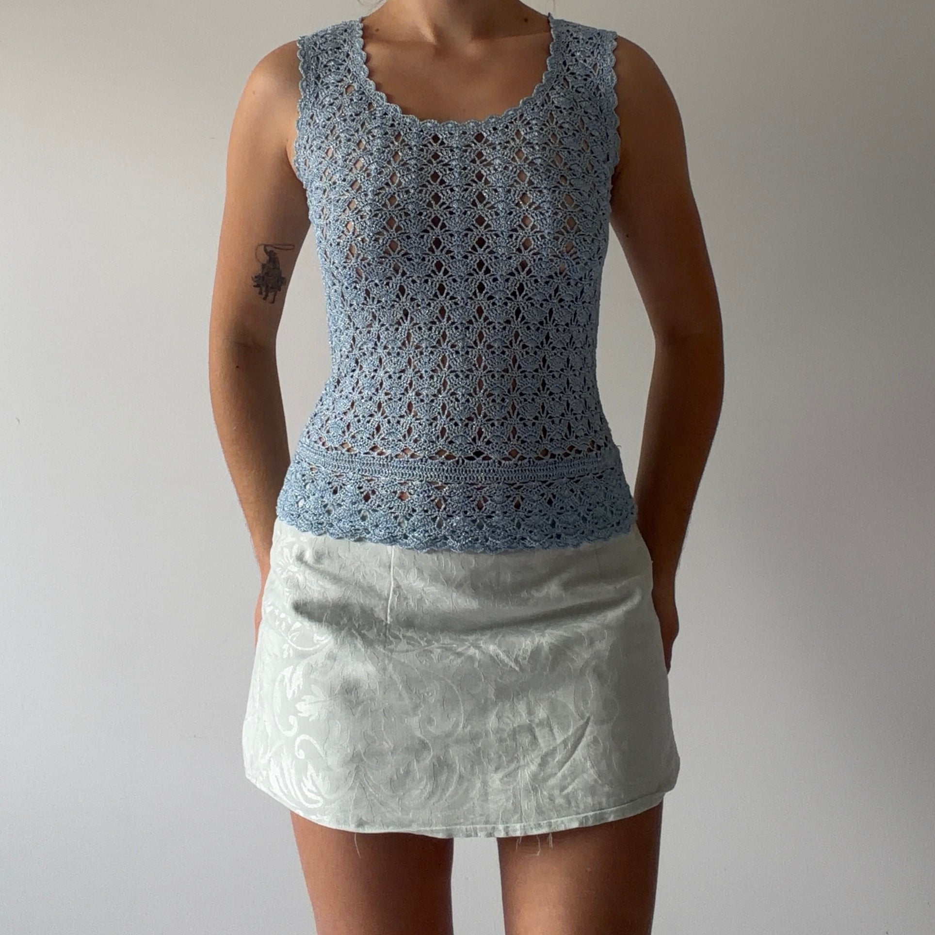 Studio Glittery Crochet Top | S