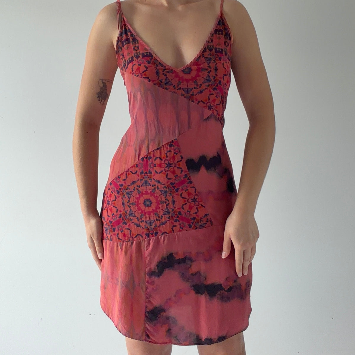 Patchwork Silk Slip Dress | Made in USA | M