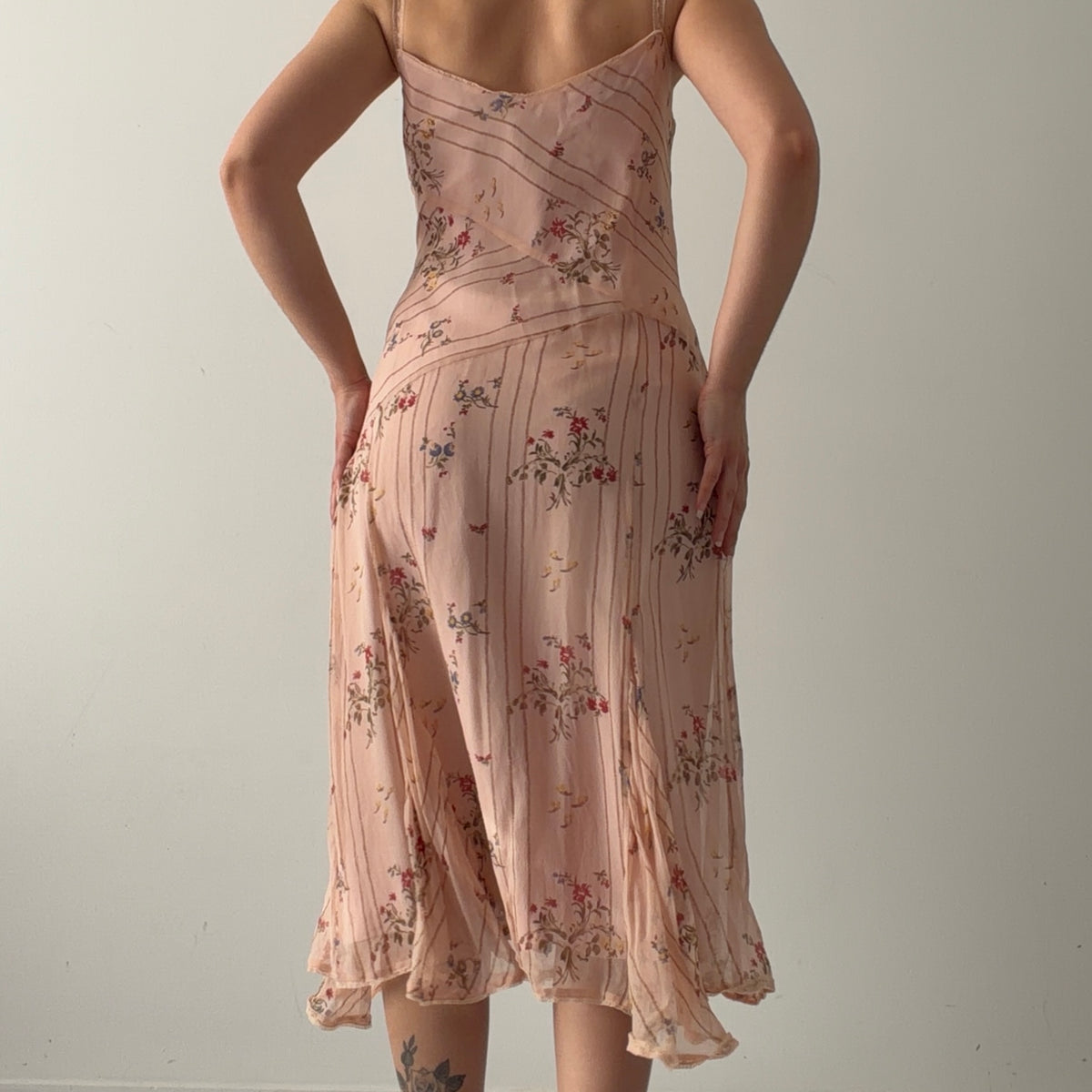 Ice Silk Floral Midi Dress | 10-12