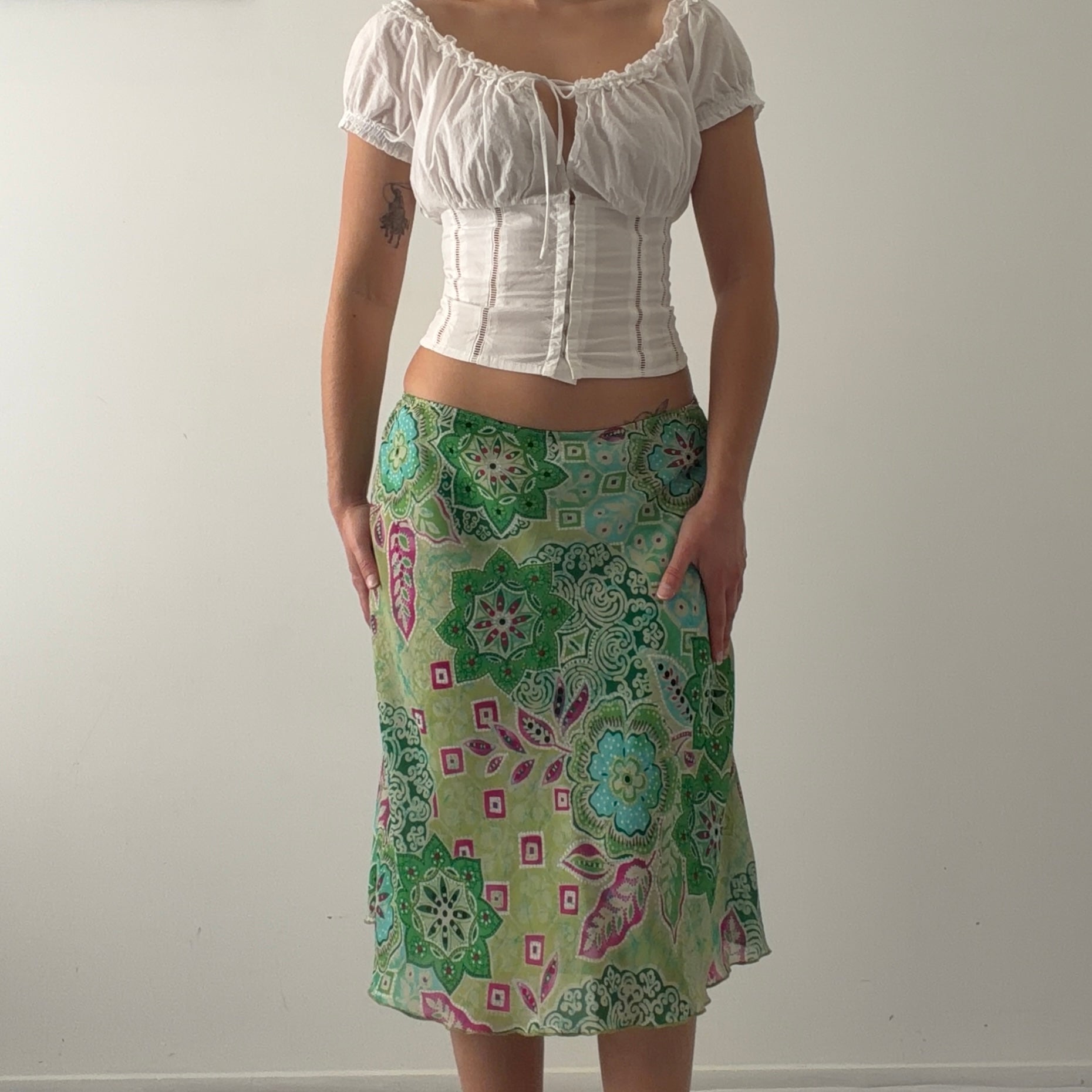 Iz Byer Midi Skirt | Green | 8-10