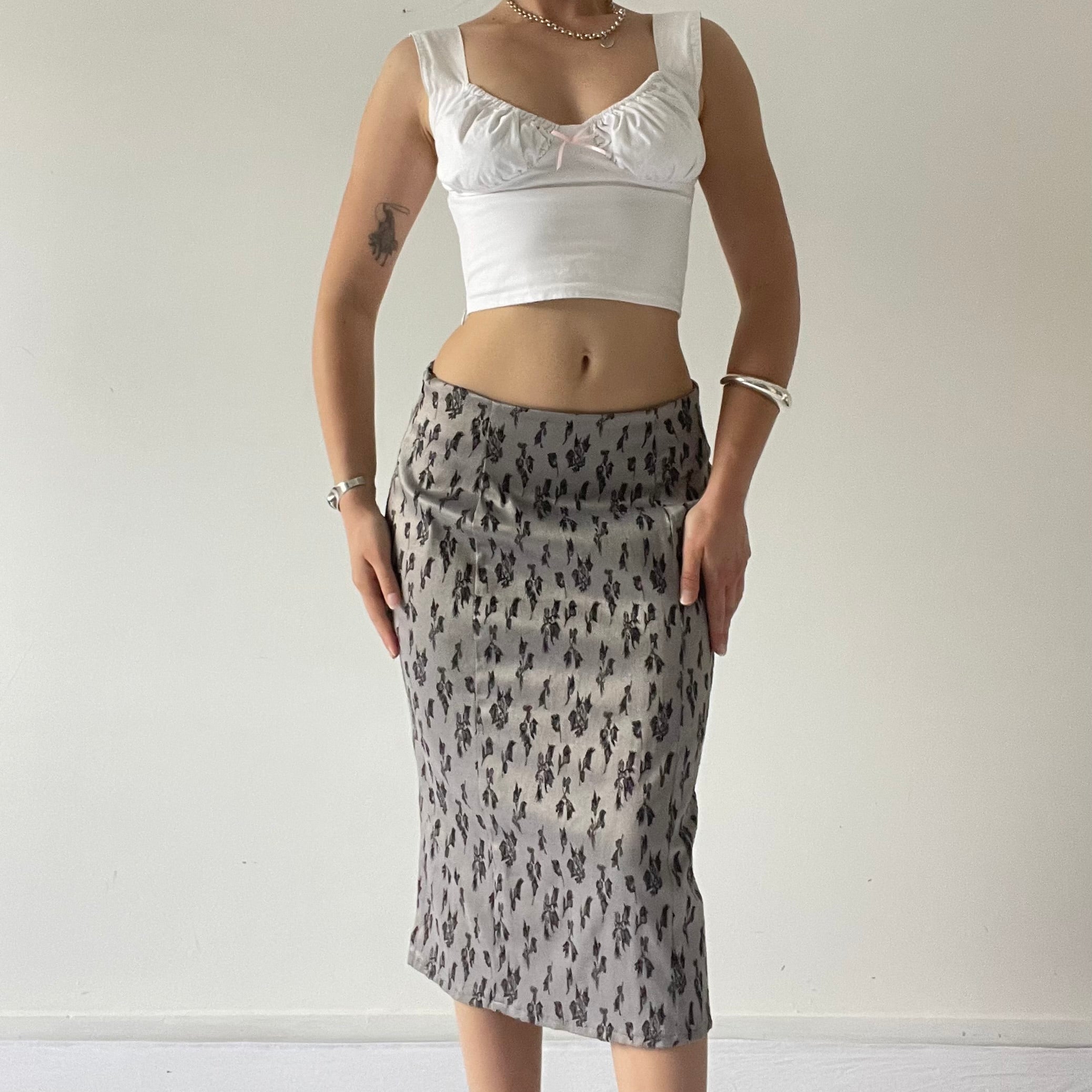 Satin Brocade Midi Skirt | 6-10