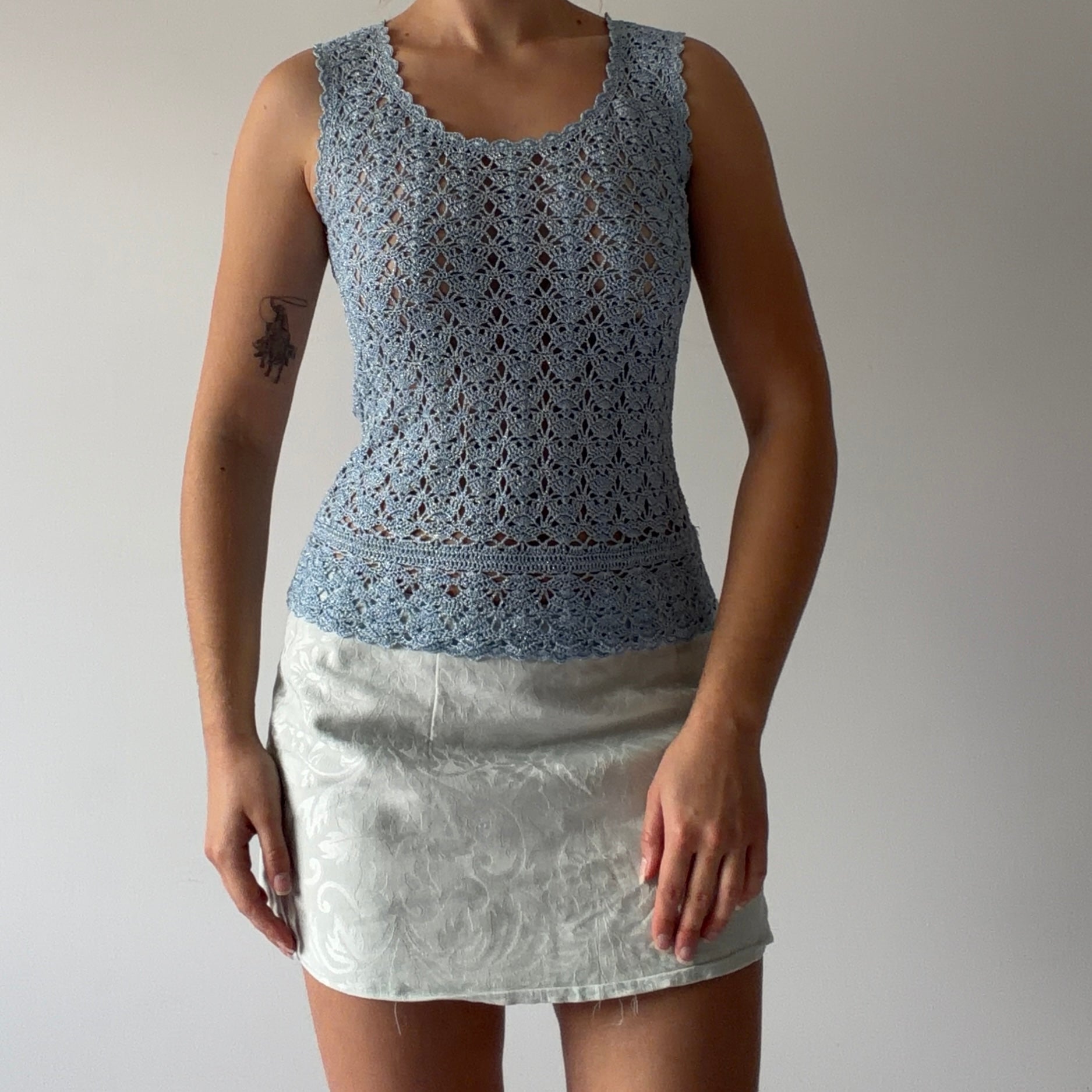 Studio Glittery Crochet Top | S