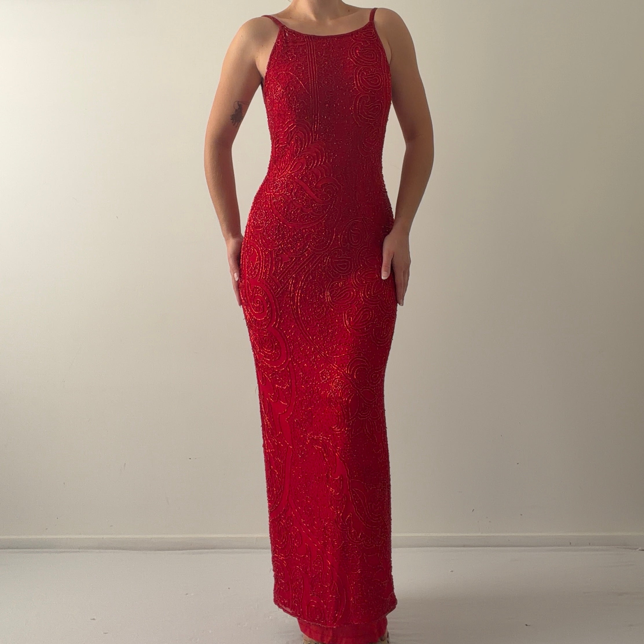 Holt Renfrew Silk Beaded Dress | 10-12