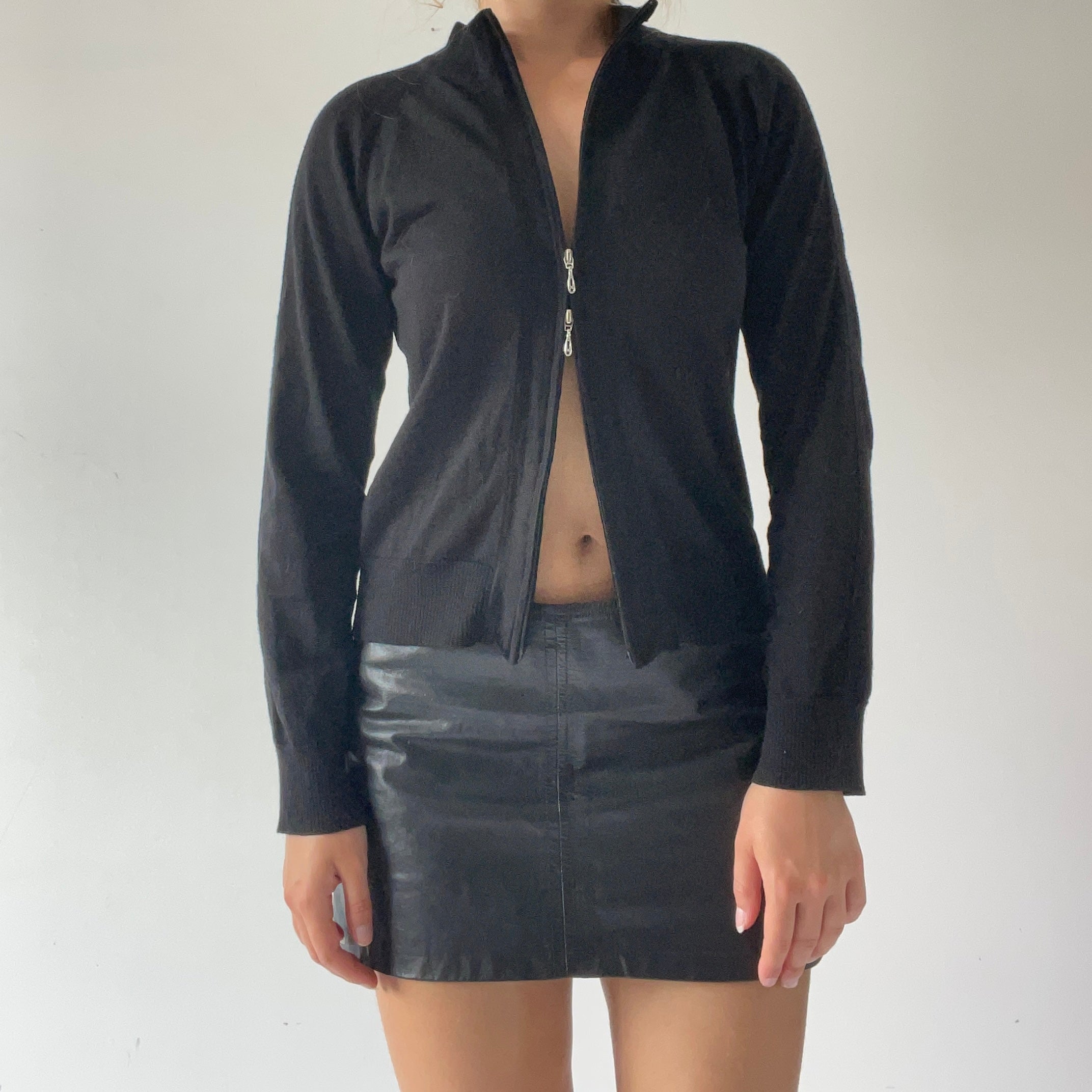Wool Double Zip Knit Sweater | S