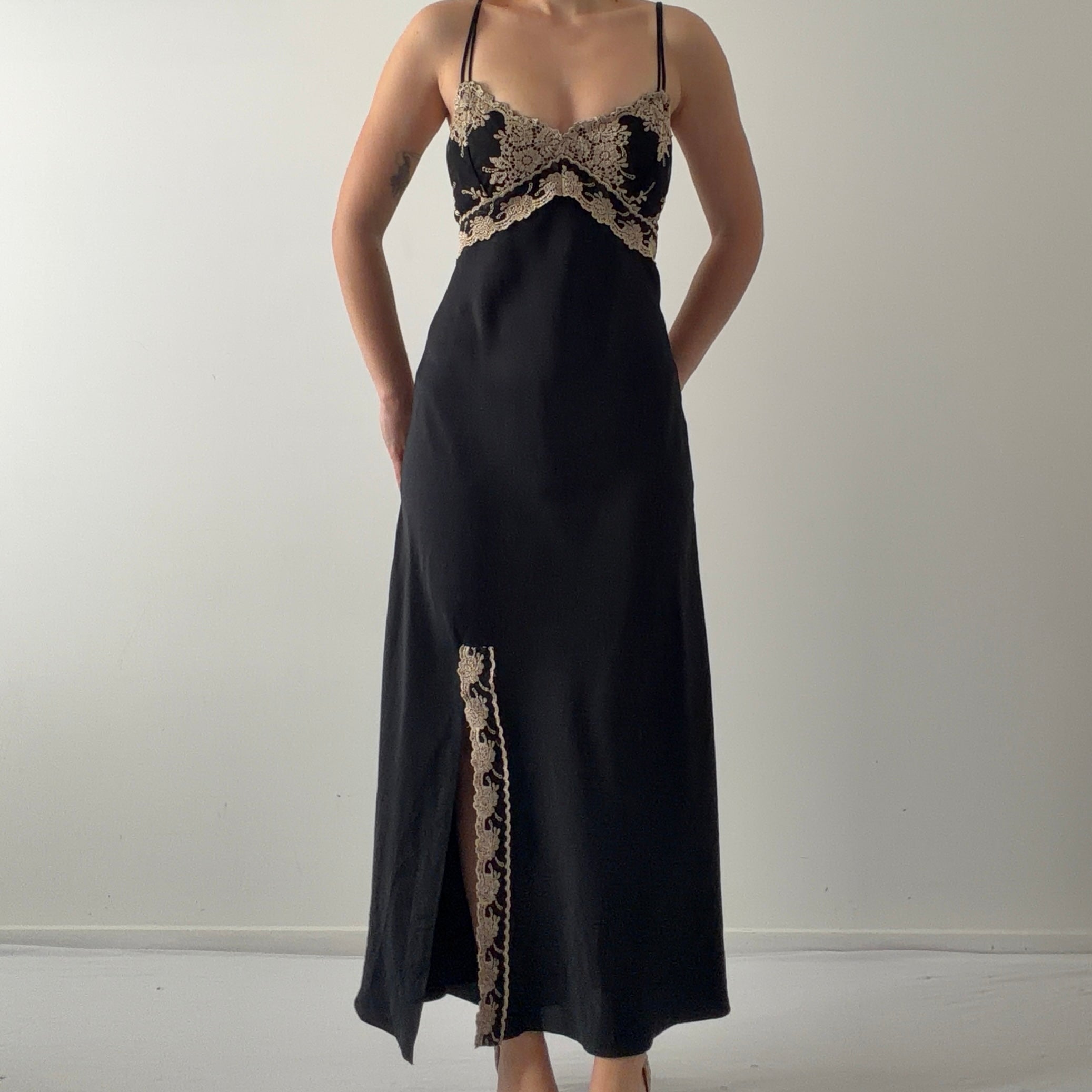 Flora Nikrooz Satin Maxi Dress | Made in USA | M