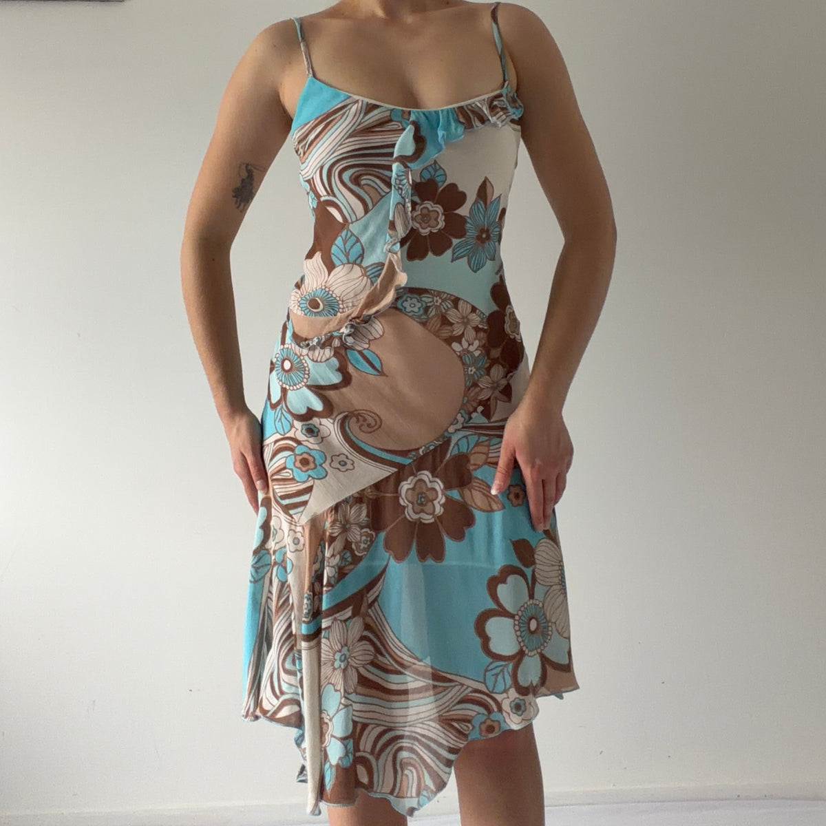 NafNaf Ruffle Midi Dress | XS