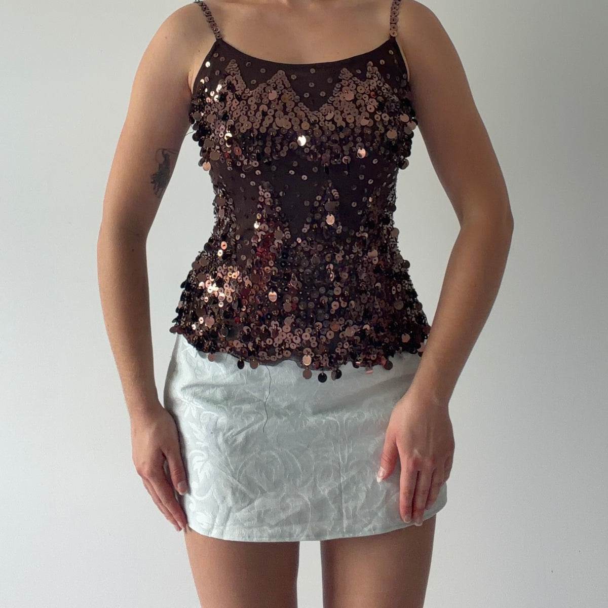Gadzooks Sequin Mesh Top | S