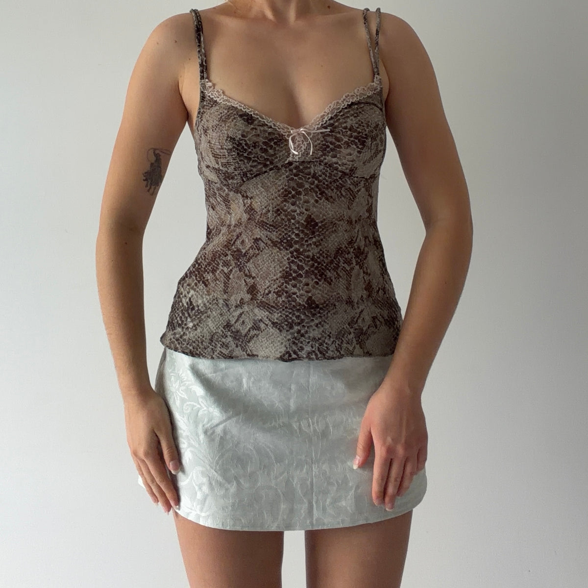 Snake Print Mesh Cami | XS