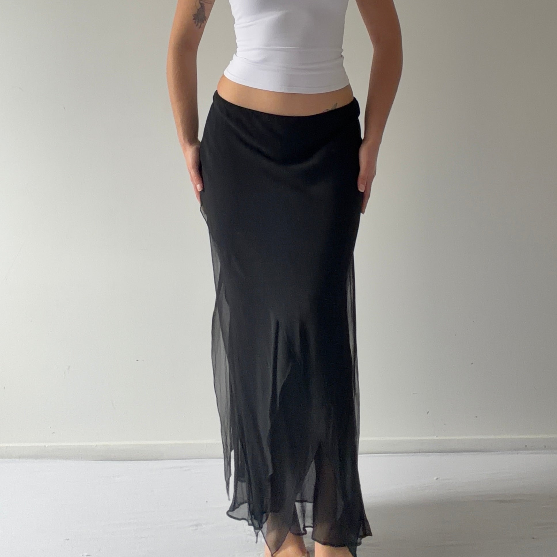 Cattina Silk Asymmetric Maxi Skirt | 6-8