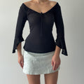 Eyeshadow 3/4 Sleeve Ruffle Top | L