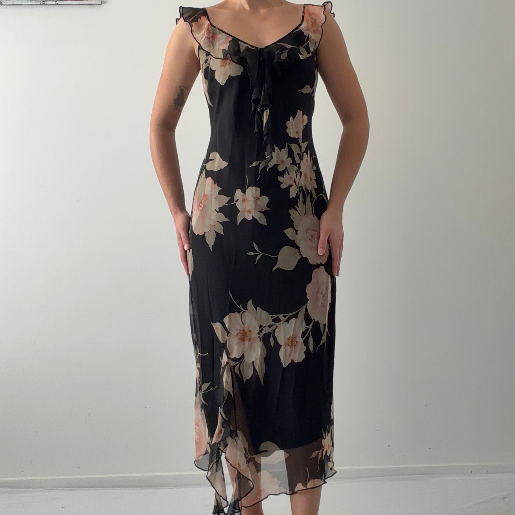 Dressbarn Ruffle Midi Dress | 10-12