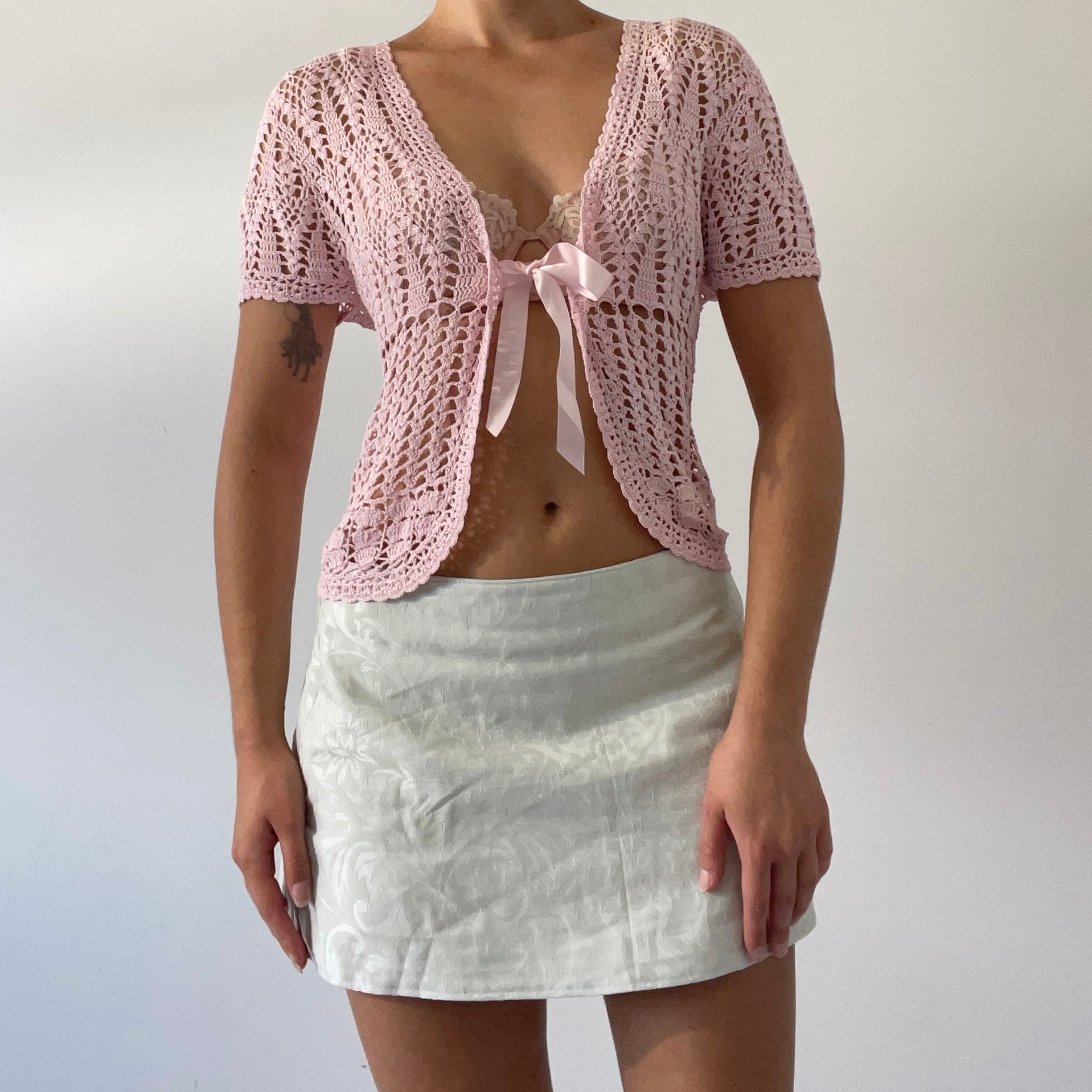 Crochet Tie Cardi Top | S-M