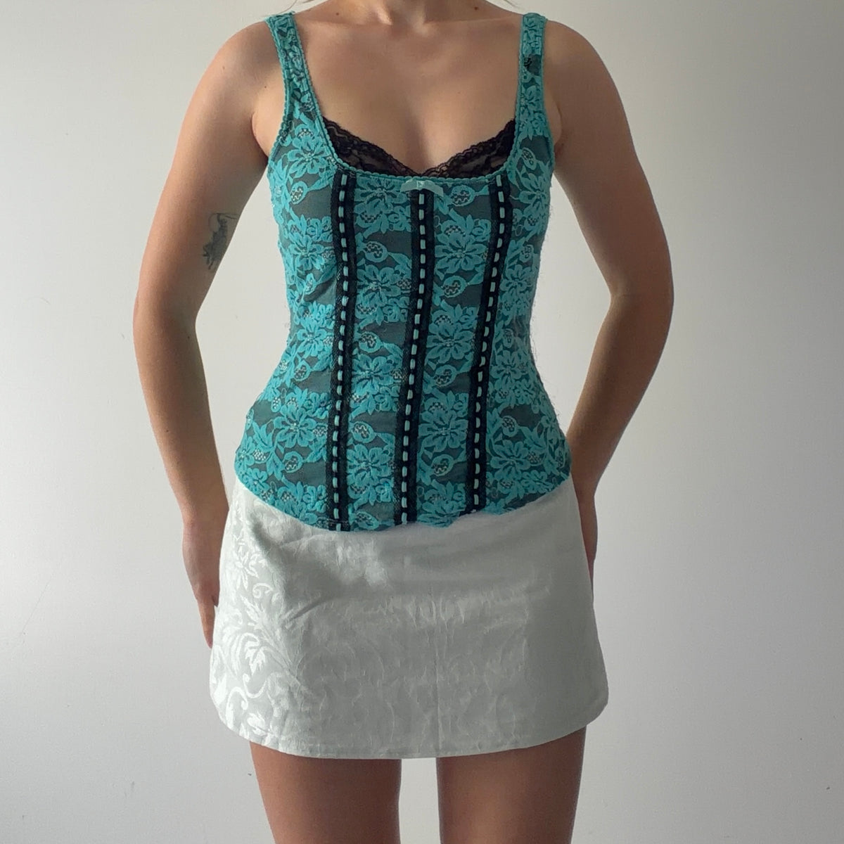 Lace Ribbon Cami Top | S