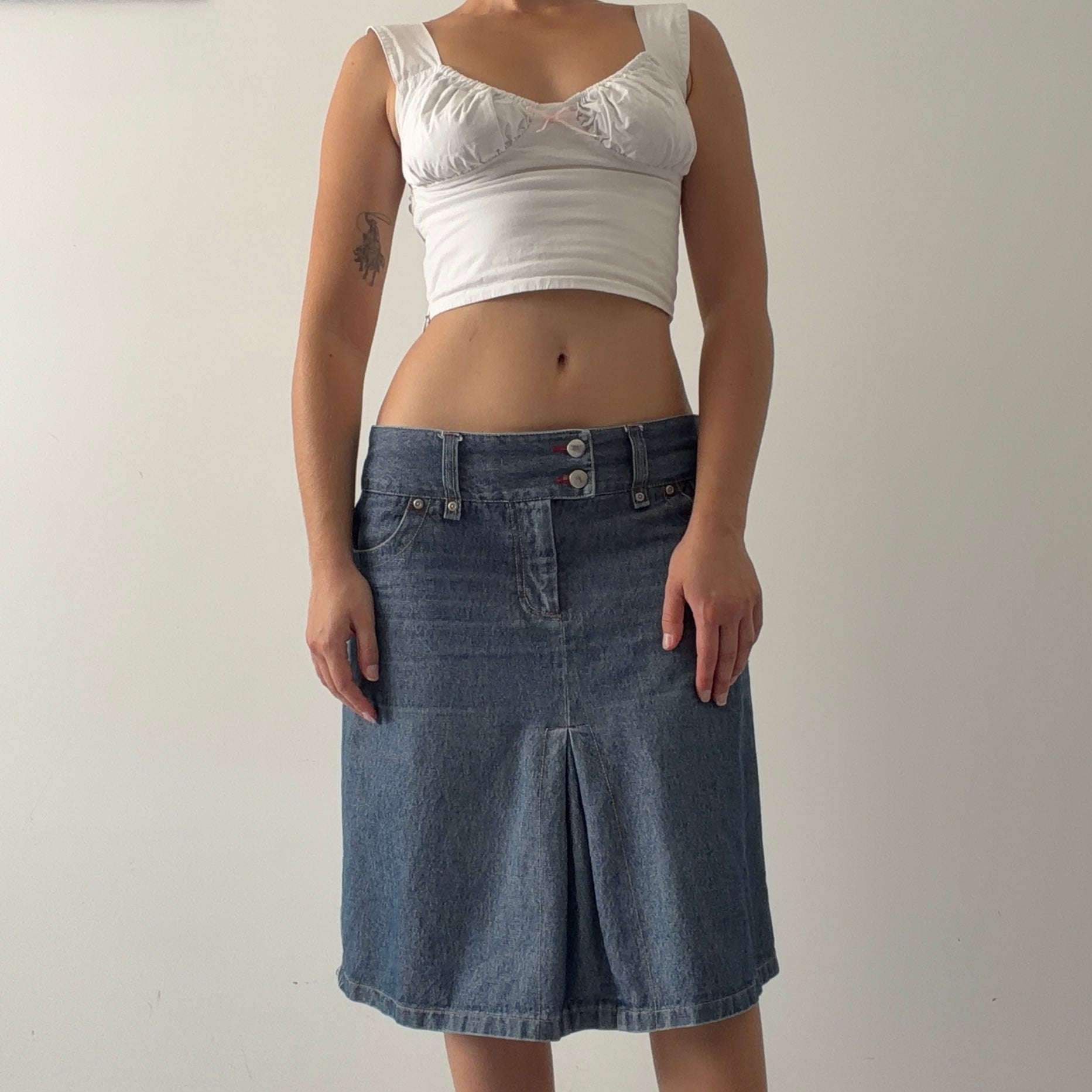 90s Max Denim Midi Skirt | 10-12