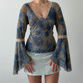 Forenza Bell Sleeve Paisley Top | L