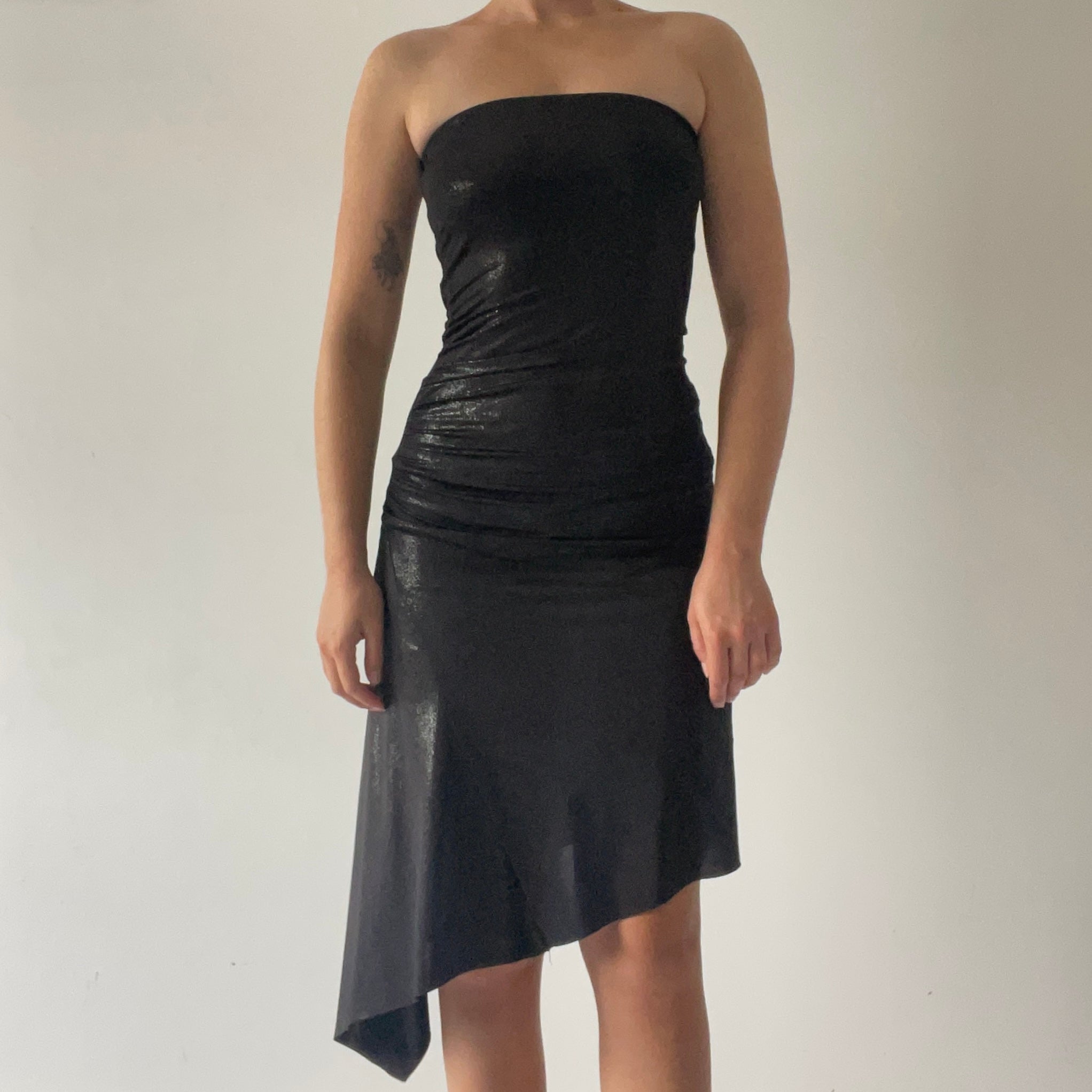 Strapless Asymmetric Midi Dress | 6-8