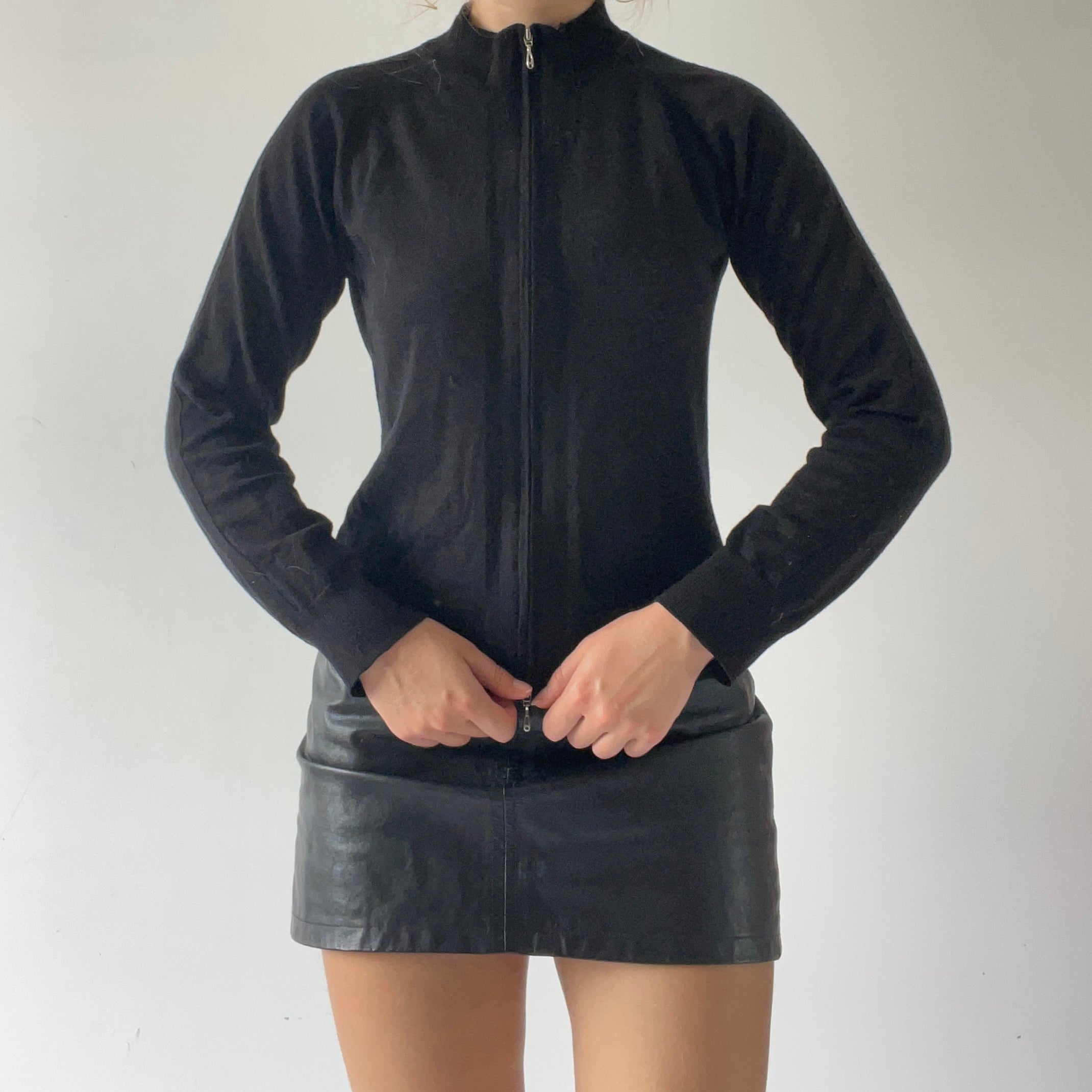 Wool Double Zip Knit Sweater | S
