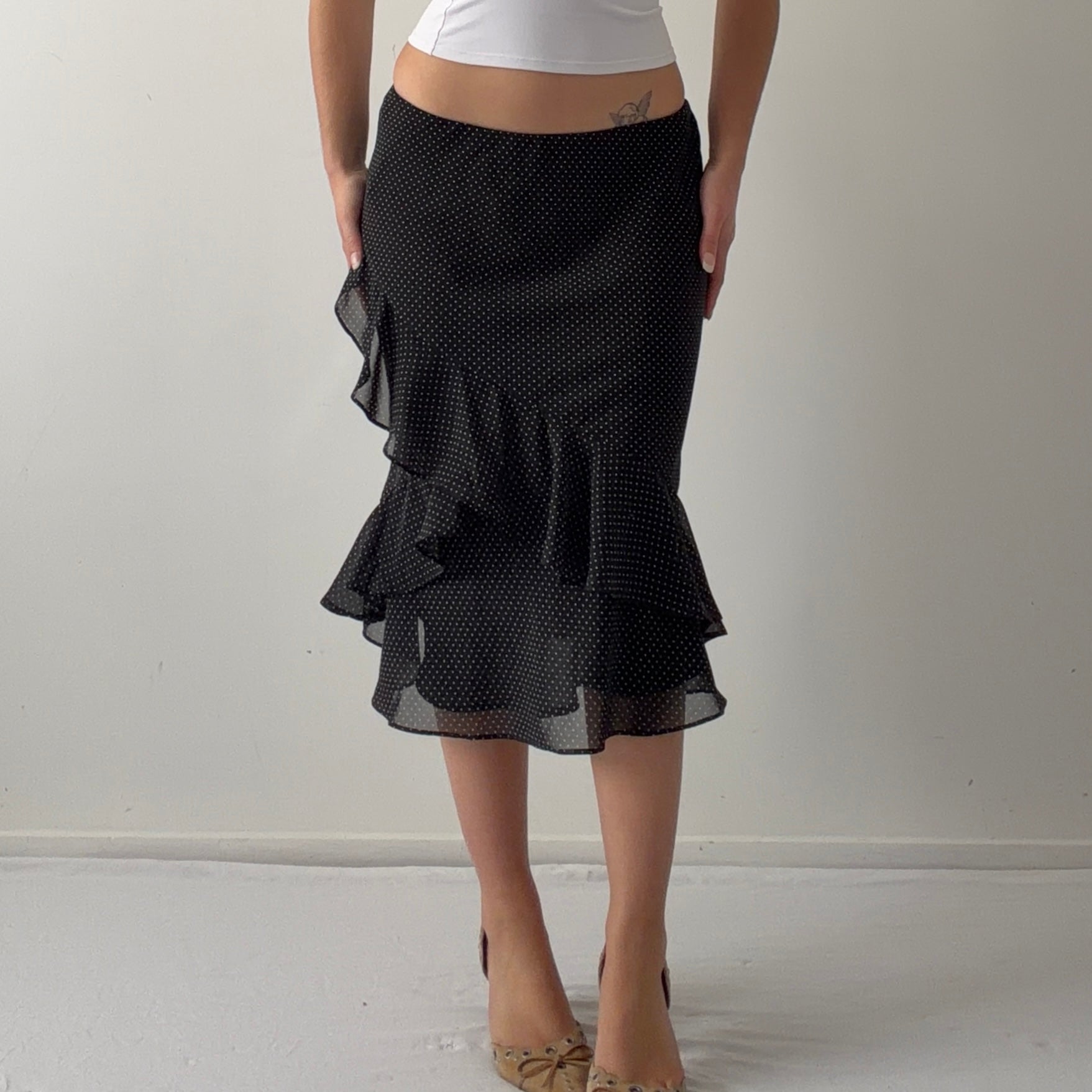 Chaps Polka Dot Ruffle Skirt | 10-14