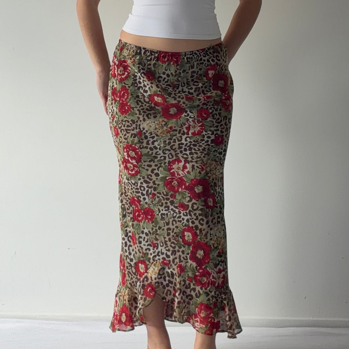 Floral Leopard Maxi Skirt | S-M