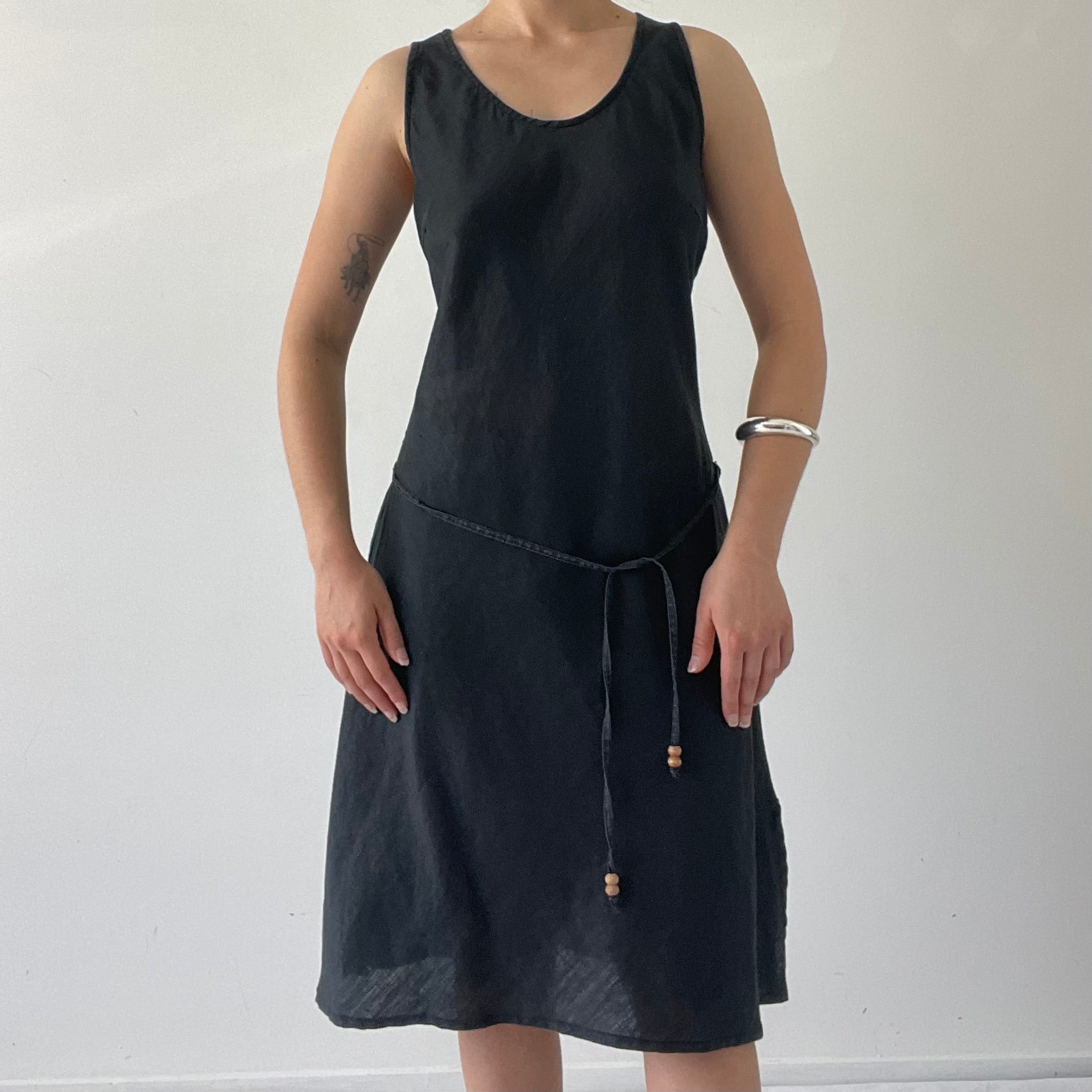 00s Zara Linen Midi Dress | 10-12