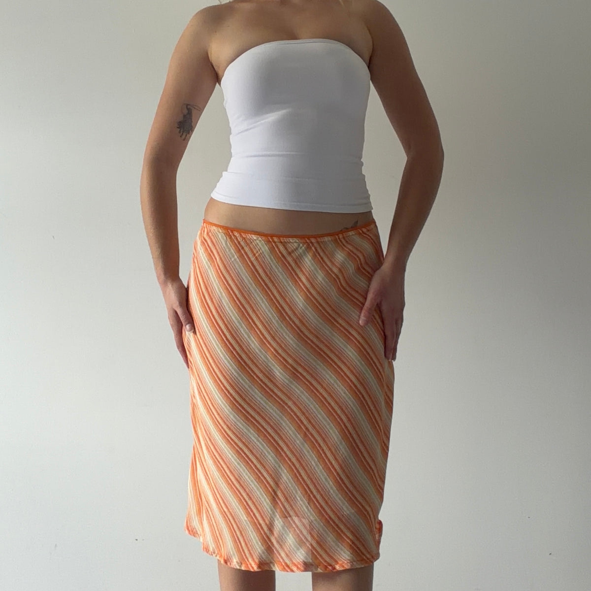 Blue Motion Stripe Midi Skirt | XS-S
