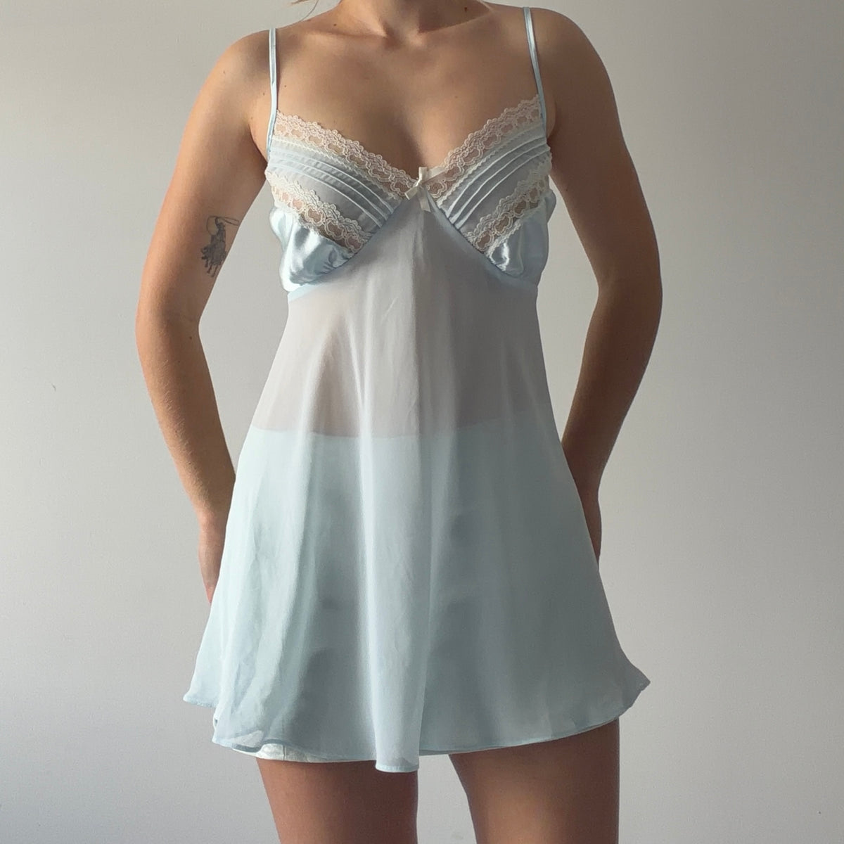 Secret Treasures Lace Babydoll Slip | Baby Blue | L