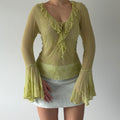 Jane Seymour Silk Beaded Ruffle Top | M
