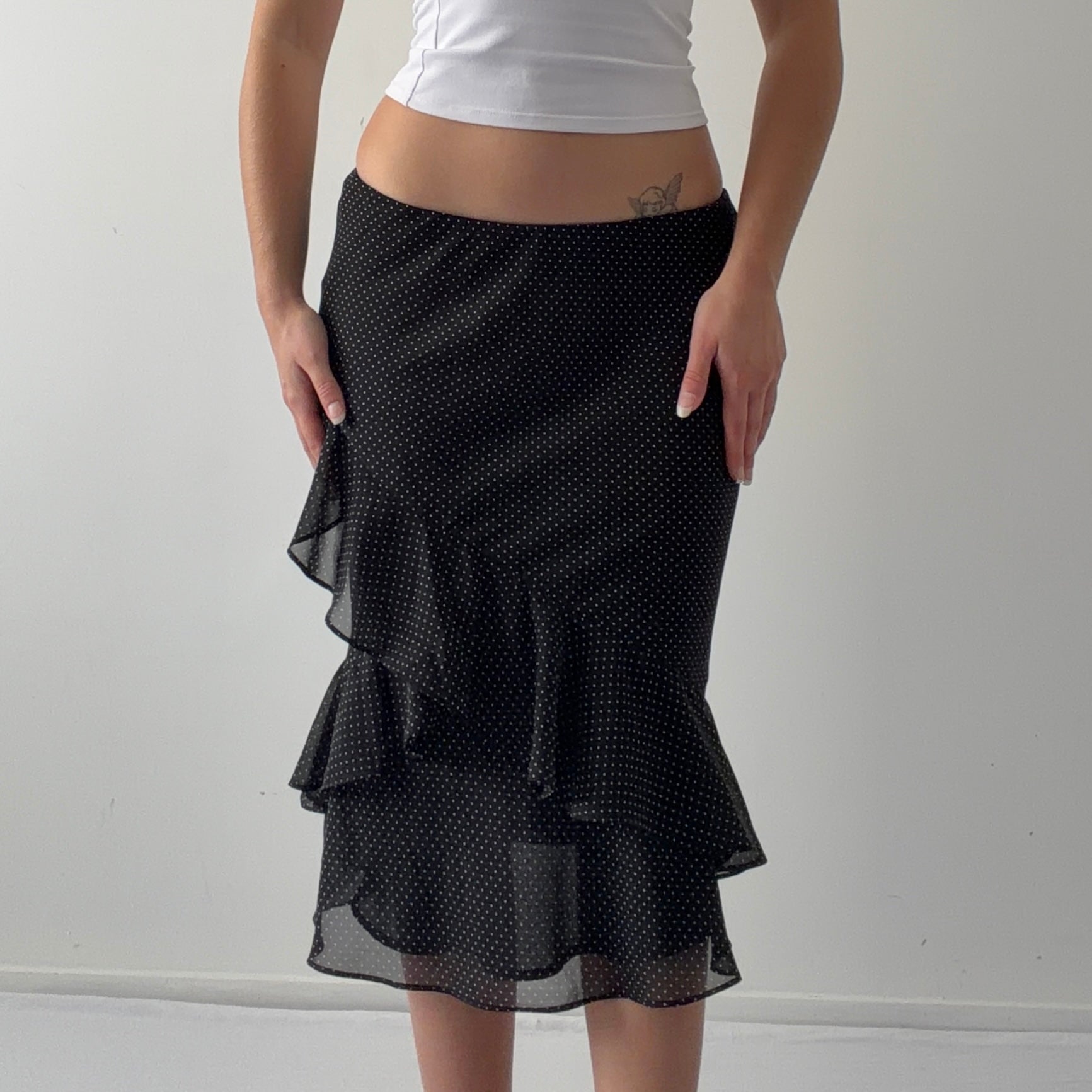 Chaps Polka Dot Ruffle Skirt | 10-14