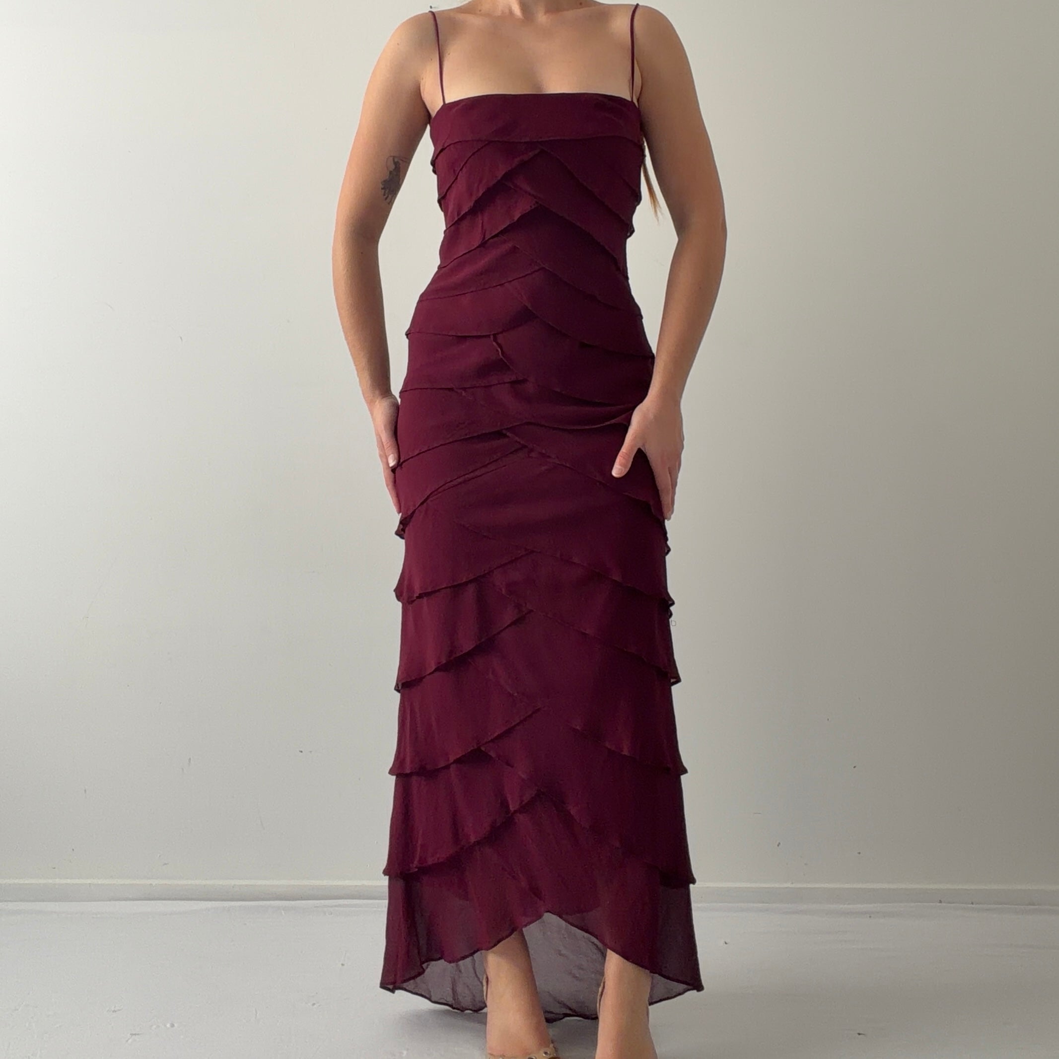 Tadashi Silk Ruffle Dress | S