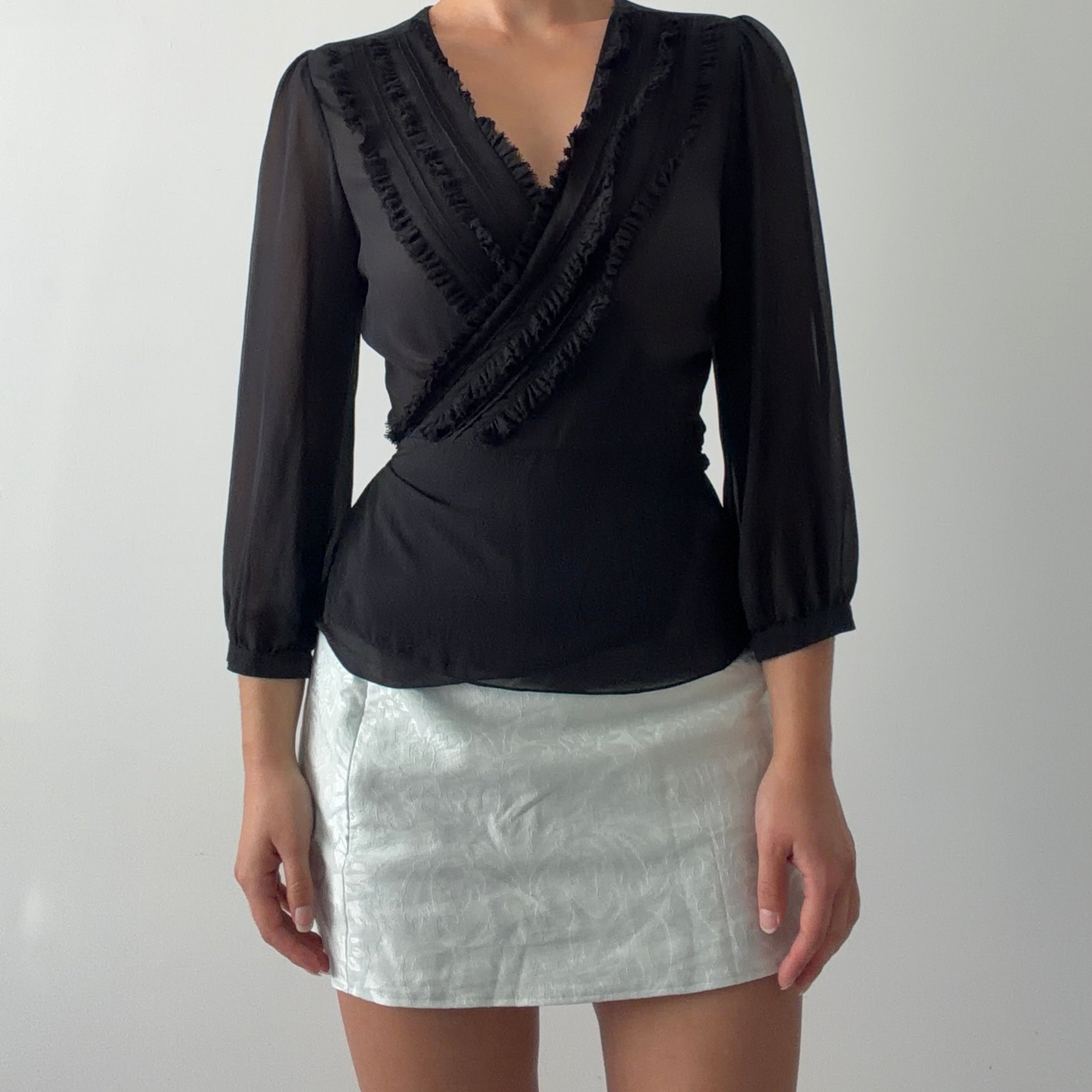 BCBG Silk Wrap Top | S