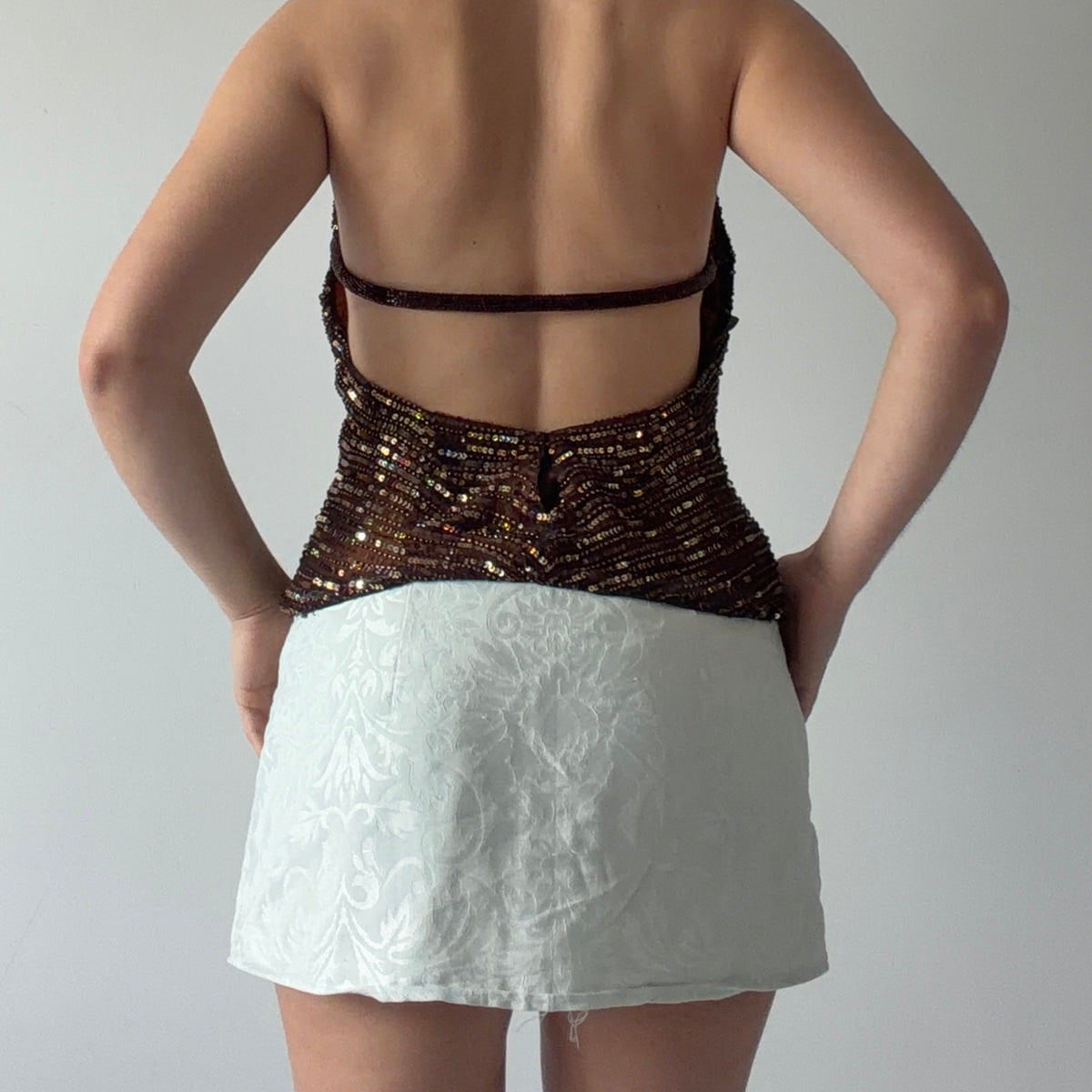 Venus Silk Beaded Halter Top | S