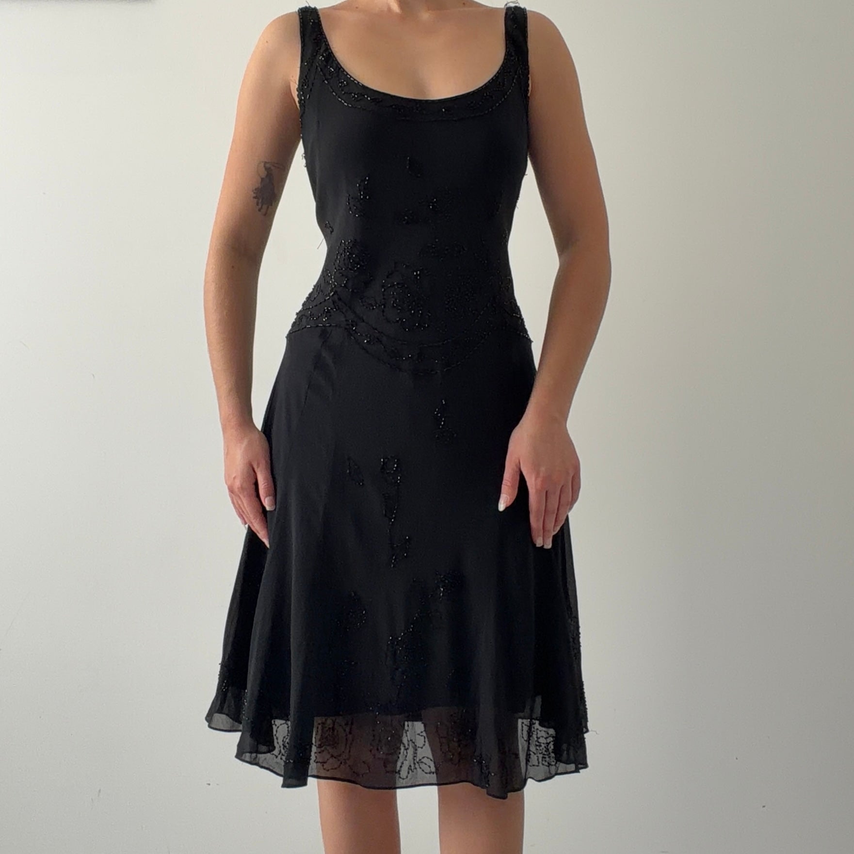 Jones New York Beaded Silk Midi Dress | L