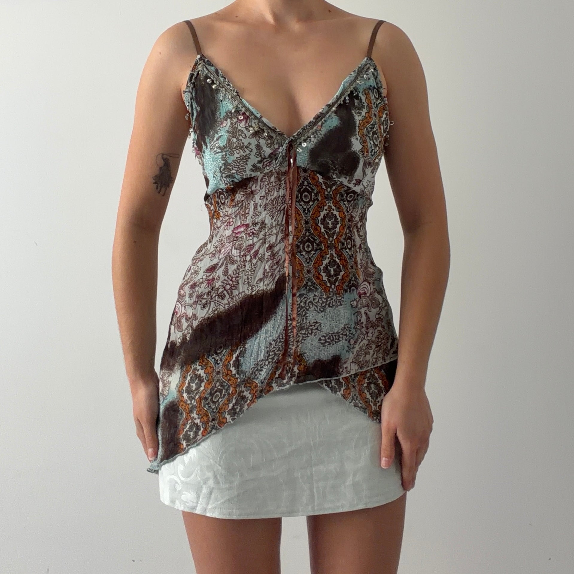 Chakms'sea Asymmetric Beaded Cami | S