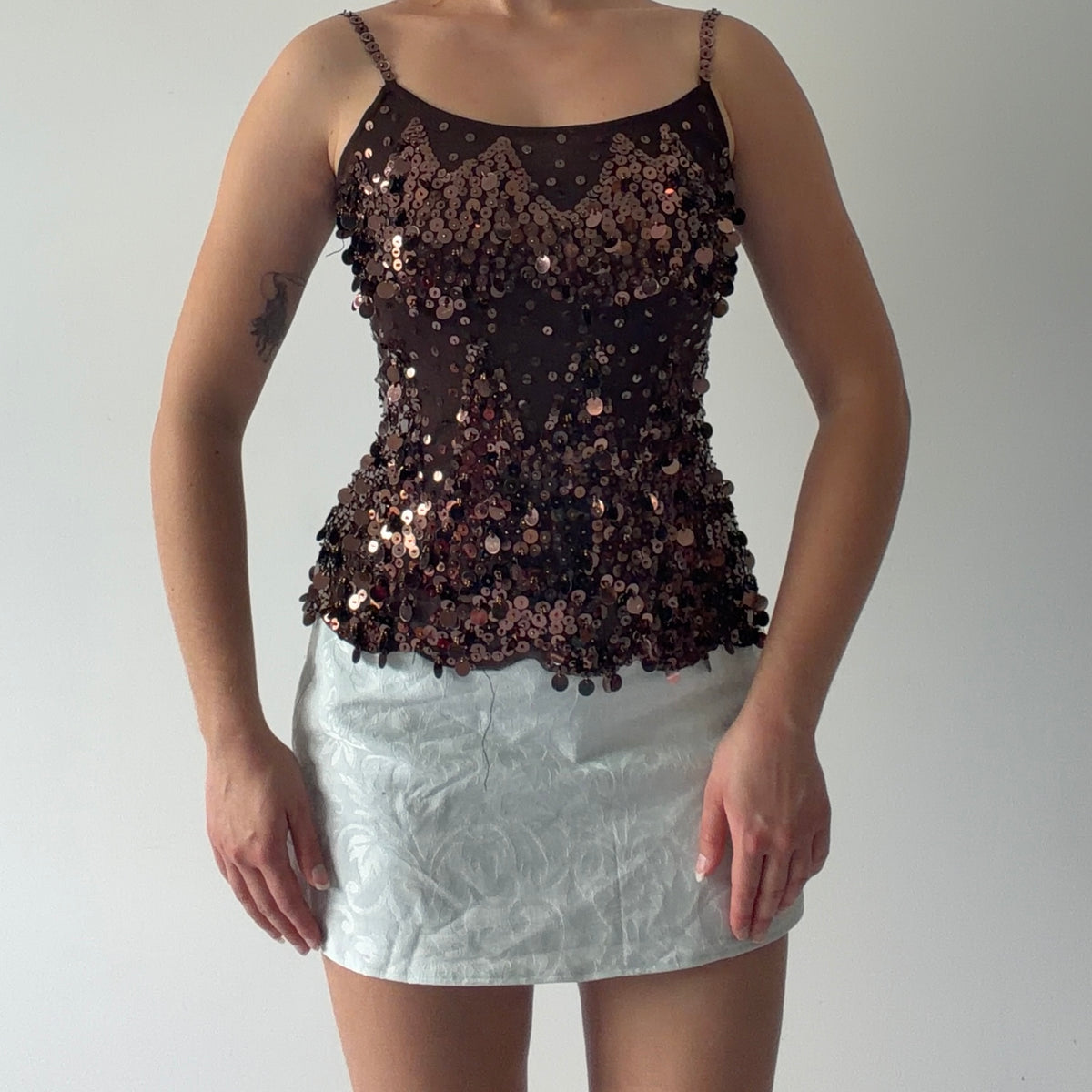 Gadzooks Sequin Mesh Top | S