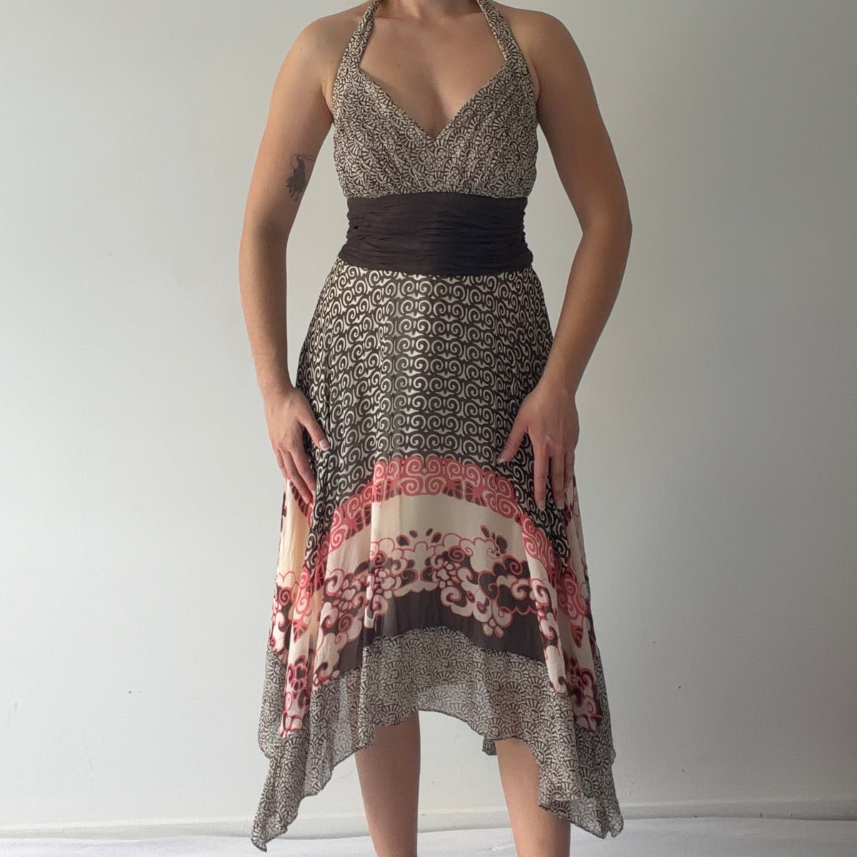 Sangria Silk Handkerchief Dress | L
