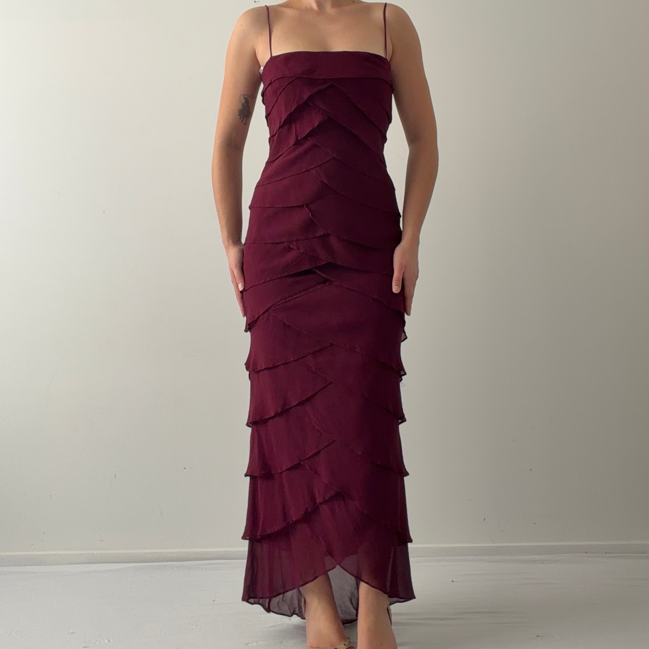 Tadashi Silk Ruffle Dress | S